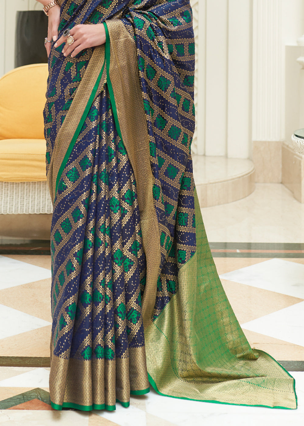 Buy MySilkLove Bluewood and Green Woven Patola Saree Online