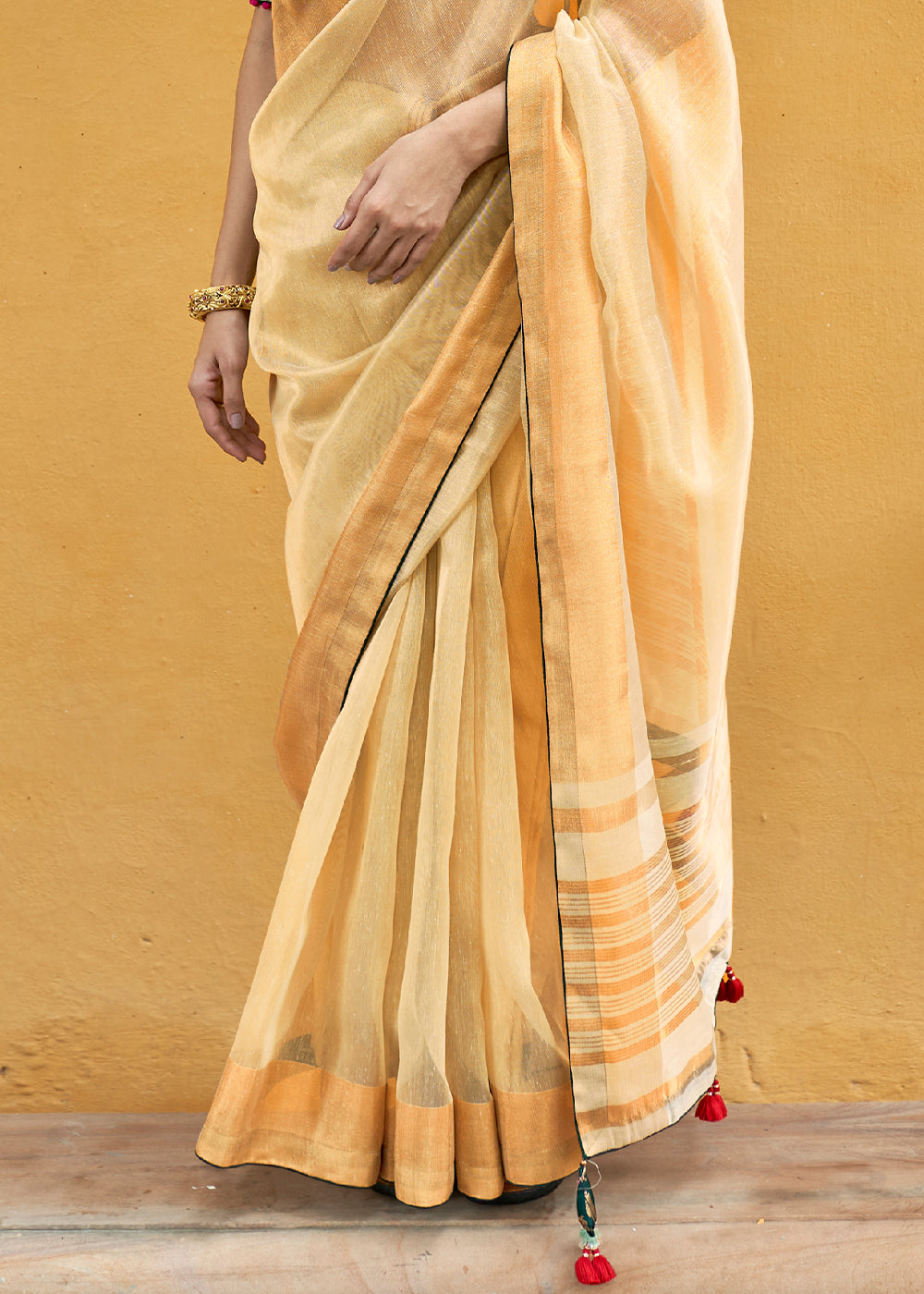 Buy MySilkLove New Orleans Yellow Soft Tissue Organza Silk Saree Online