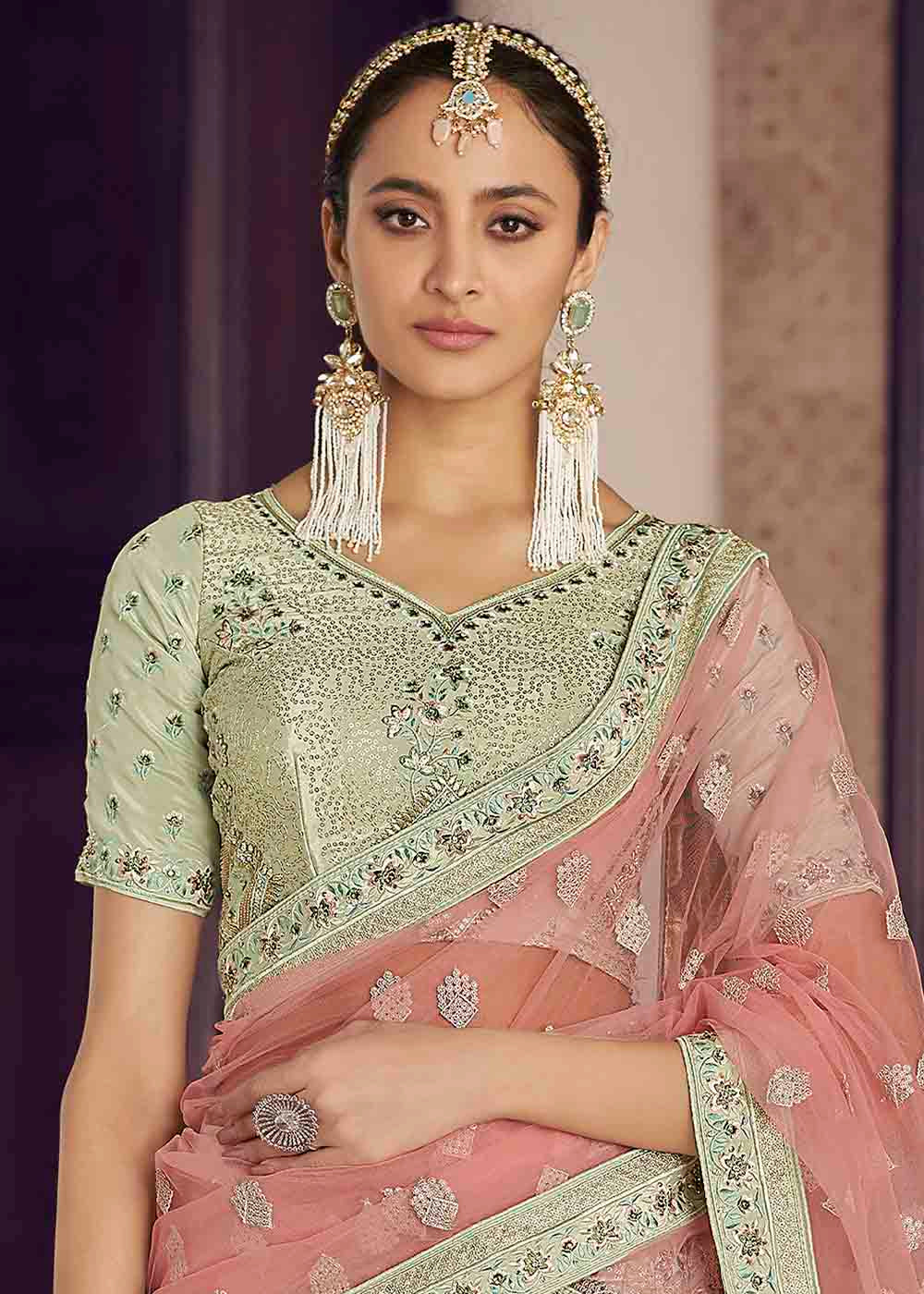 Buy MySilkLove Swamp Green Crepe Lehenga Choli Online