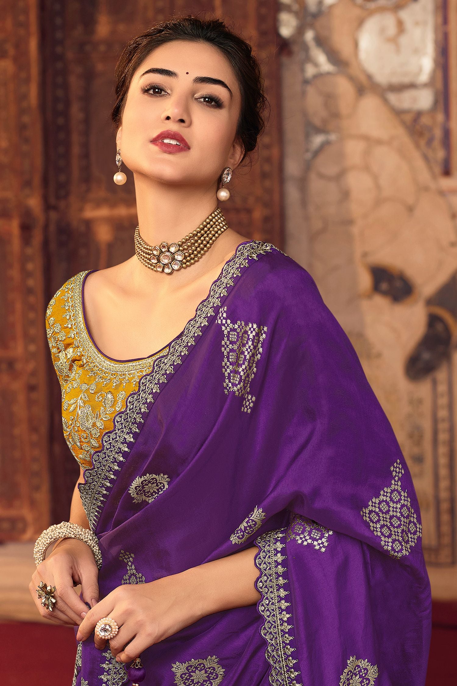 Buy MySilkLove Bossanova Purple Woven Silk Saree with Peacock Motifs Online