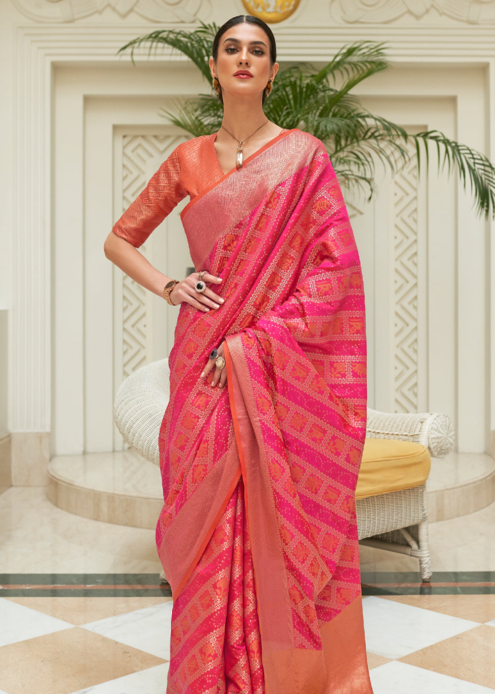 Buy MySilkLove French Rose Pink Woven Patola Saree Online