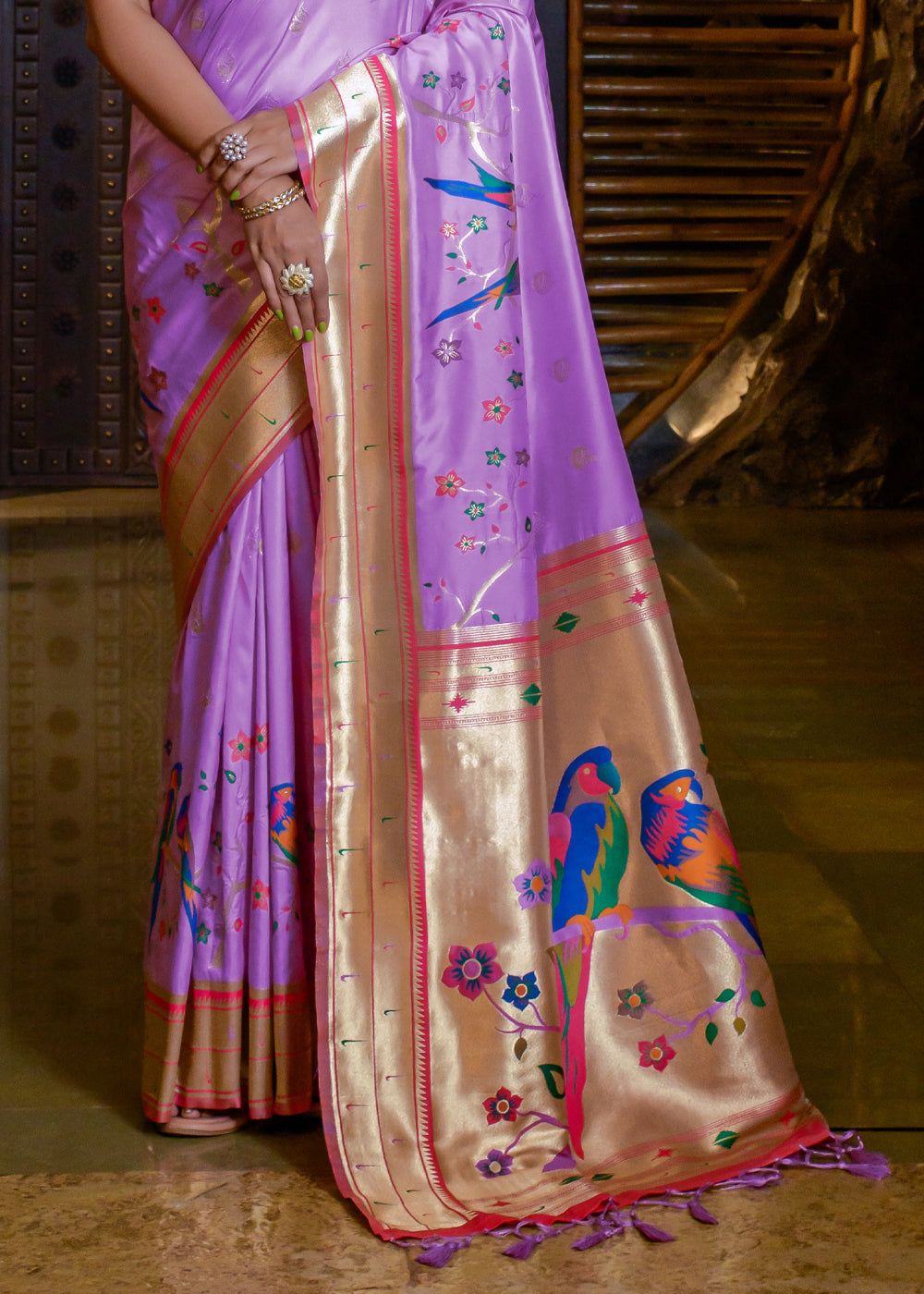 Buy MySilkLove Wisteria Purple Woven Paithani Silk Saree Online