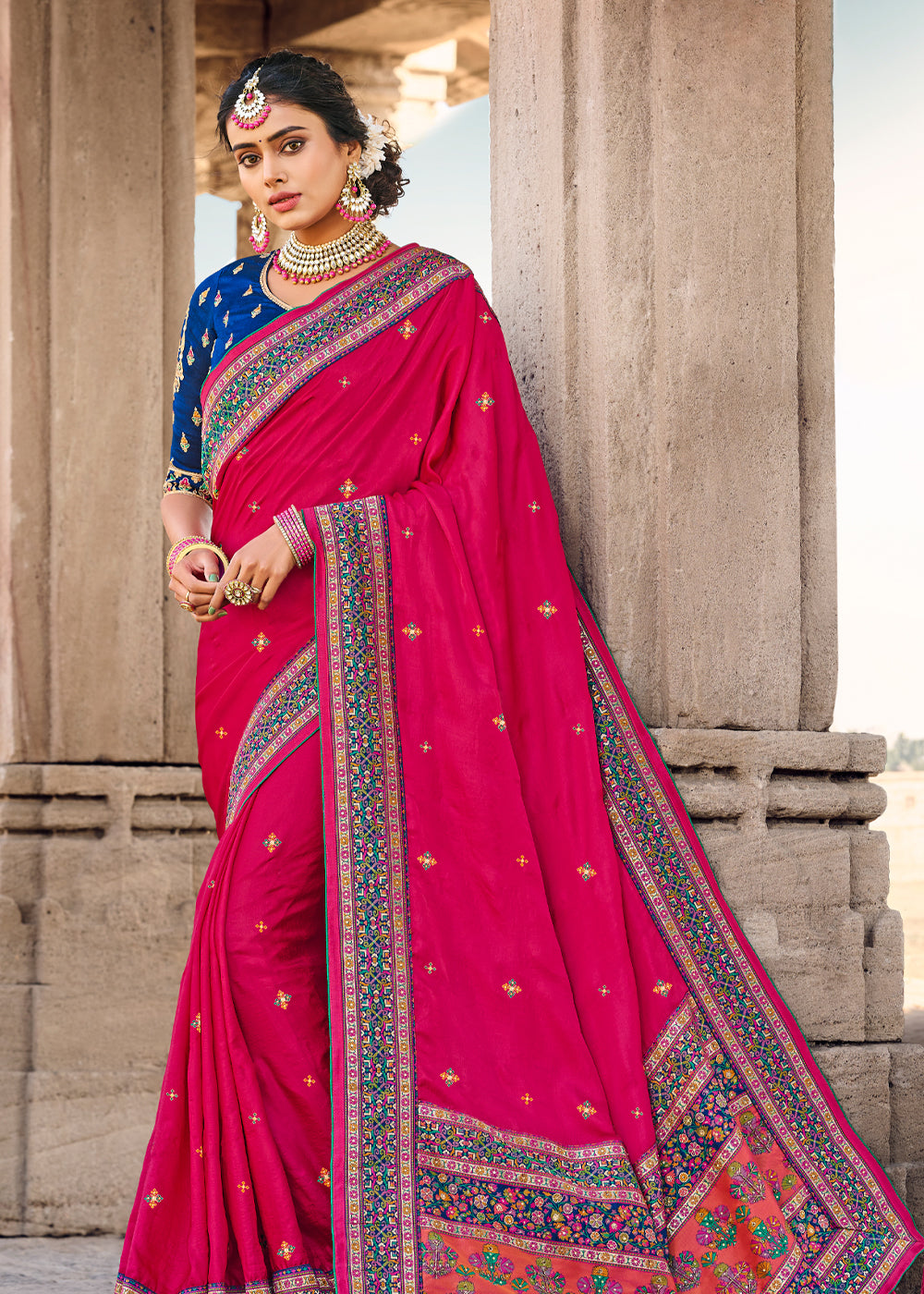 Buy MySilkLove Rose Pearl Pink Banarasi Woven Silk Saree with Designer Blouse Online