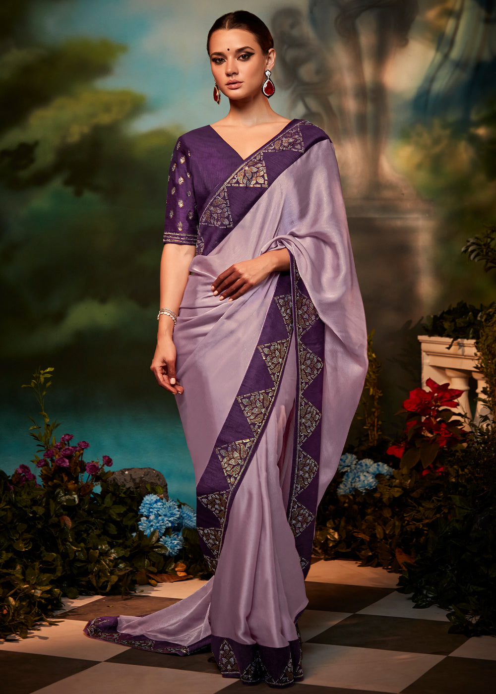Buy MySilkLove Lily Purple Woven Banarasi Soft Silk Designer Saree Online