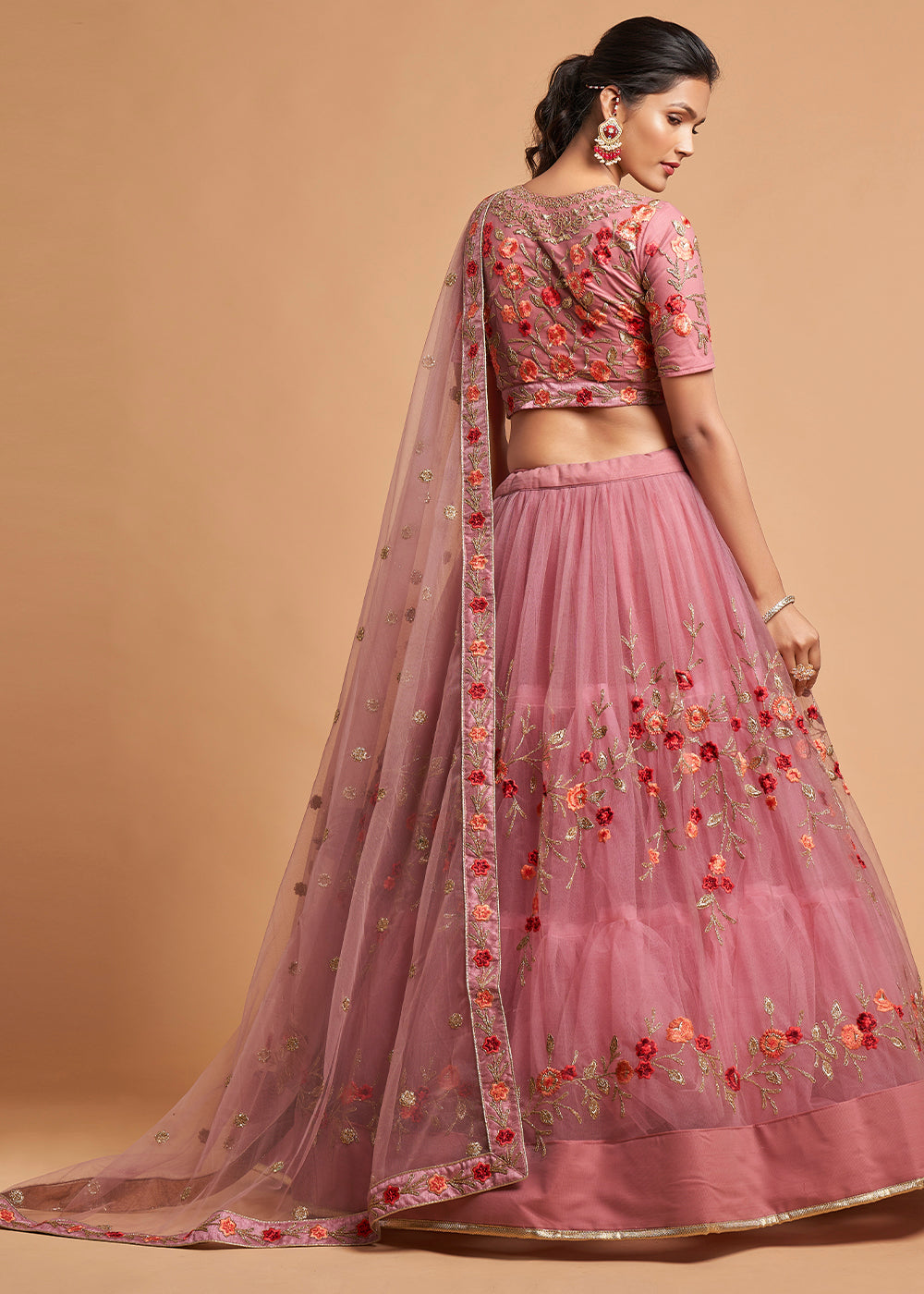 Buy MySilkLove Mauvelous Pink Designer Soft Net Lehenga Choli Online