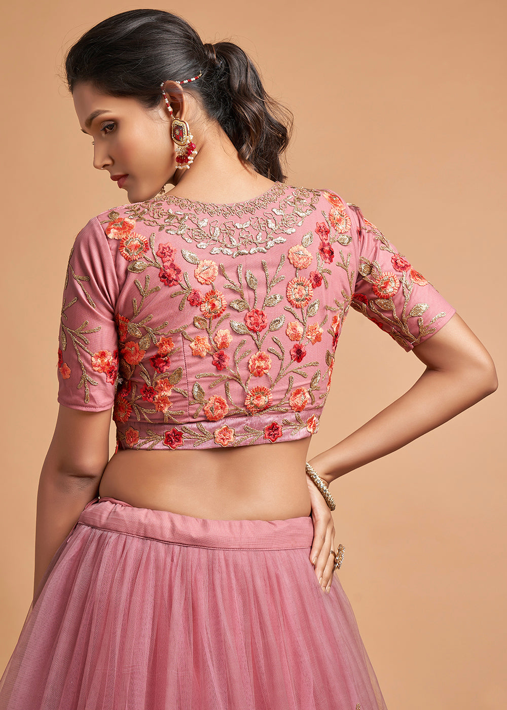 Buy MySilkLove Mauvelous Pink Designer Soft Net Lehenga Choli Online