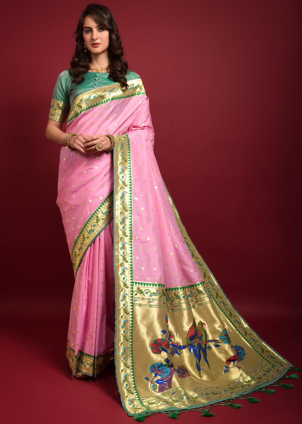 Buy MySilkLove Cotton Candy Woven Paithani Silk Saree Online