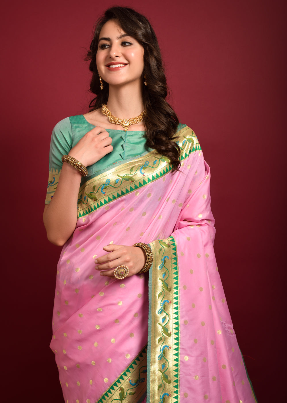 Buy MySilkLove Cotton Candy Woven Paithani Silk Saree Online