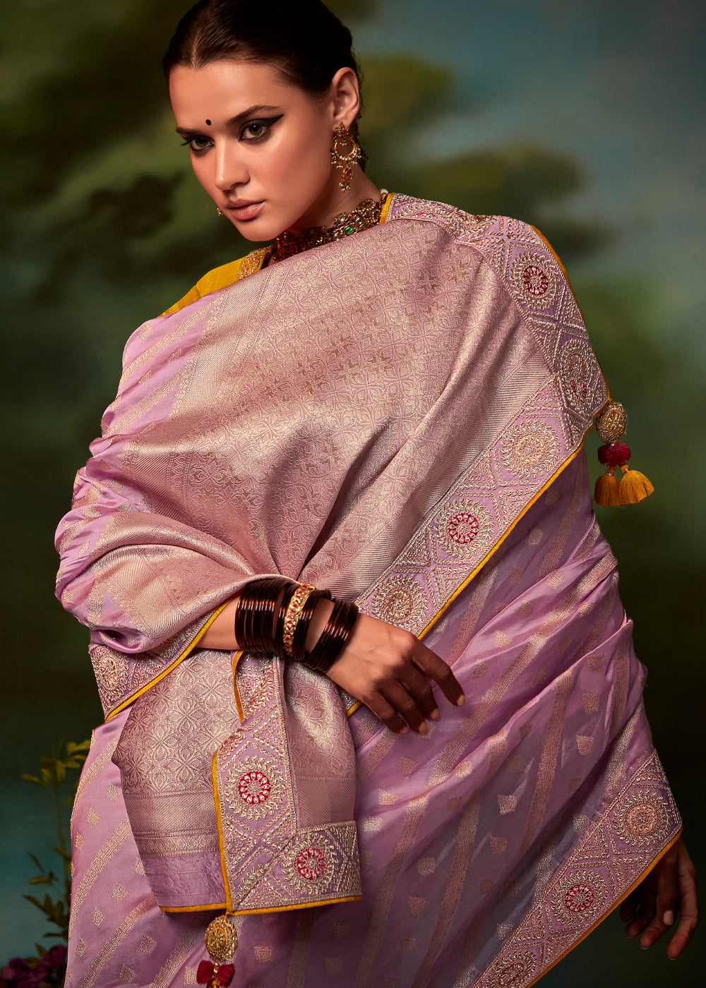 Buy MySilkLove Pastel Pink Woven Banarasi Soft Silk Designer Saree Online