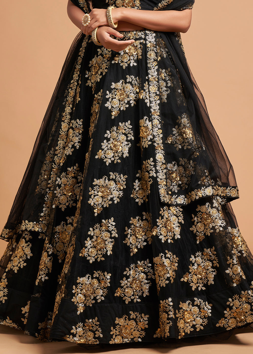 Buy MySilkLove Eerie Black Designer Soft Net Lehenga Choli Online