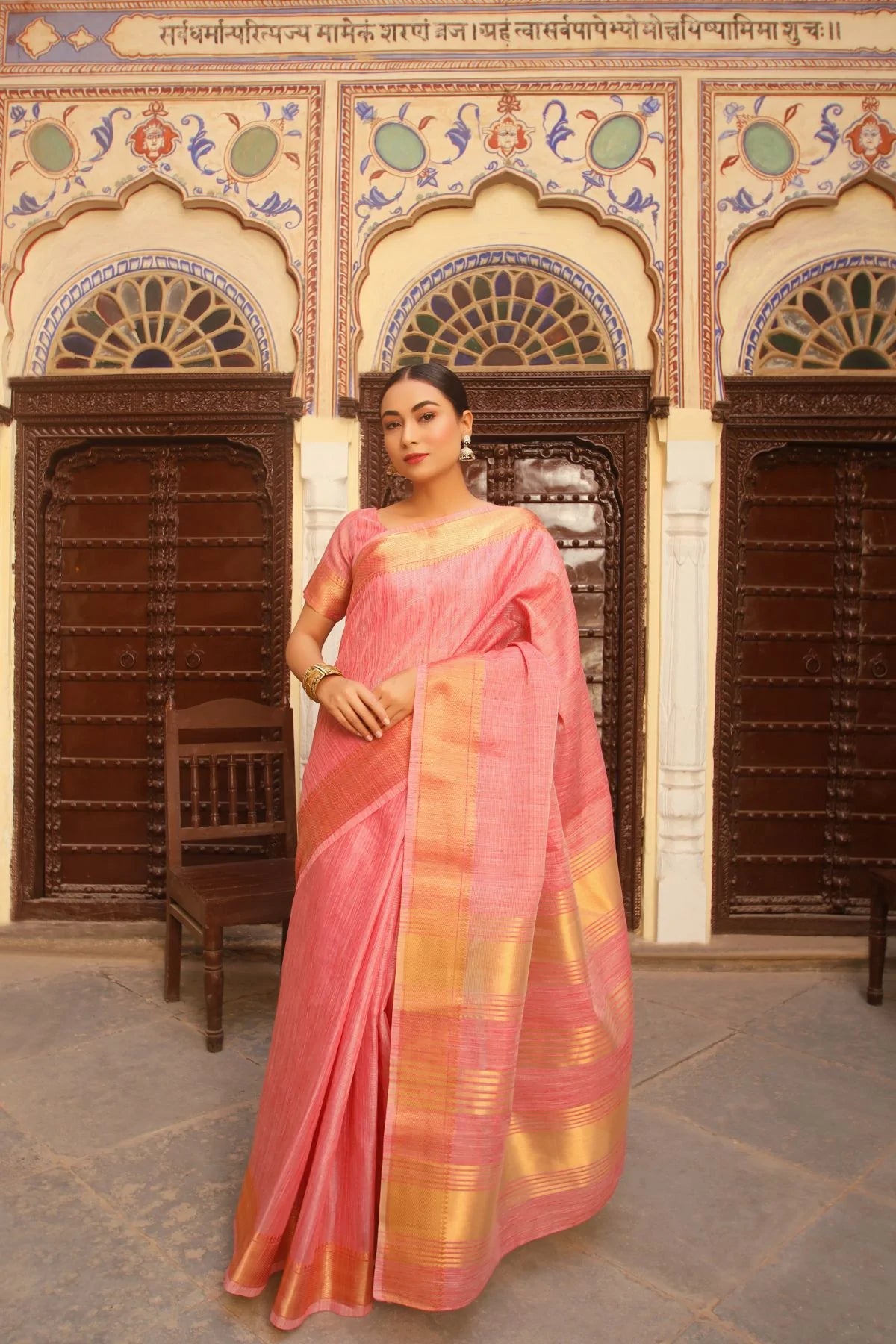 MySilkLove Vivid Pink Tissue Cotton Saree