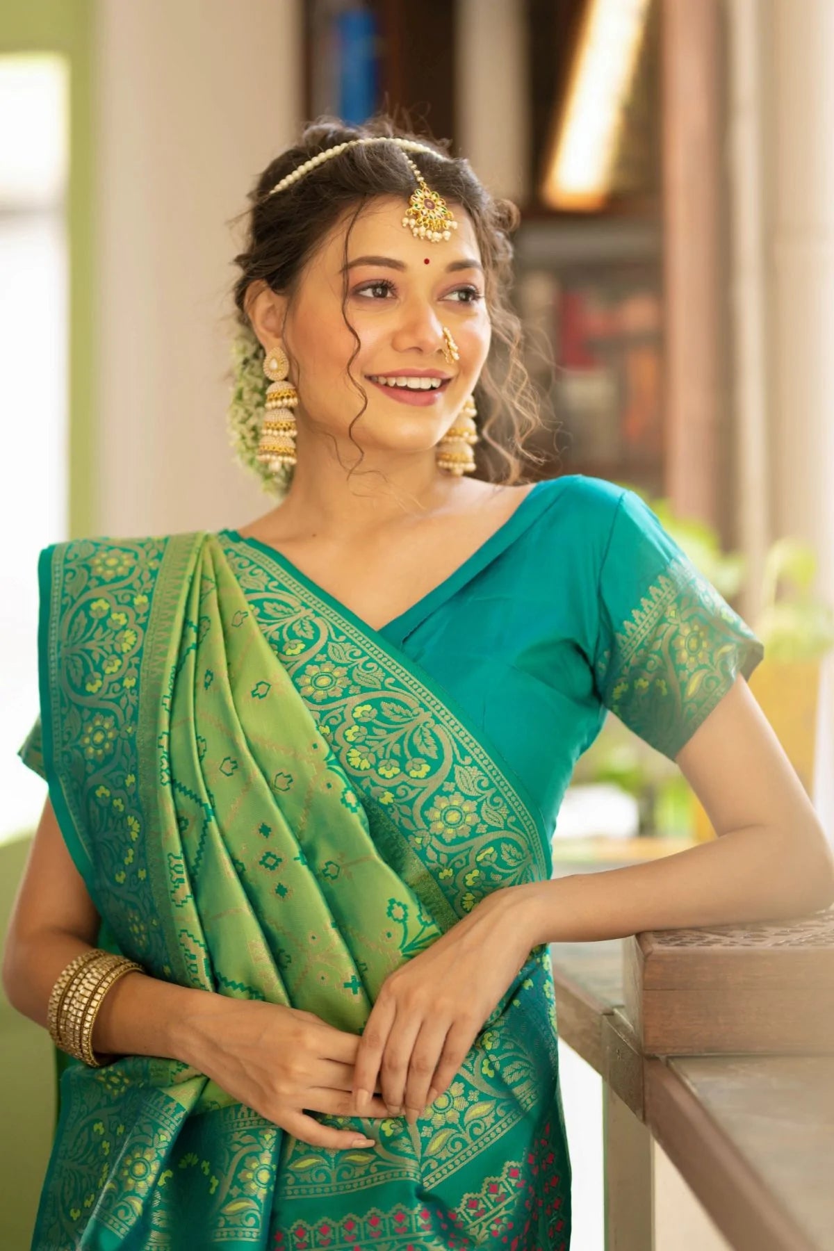 Buy MySilkLove Fern Pista Zari Woven Patola Silk Saree Online