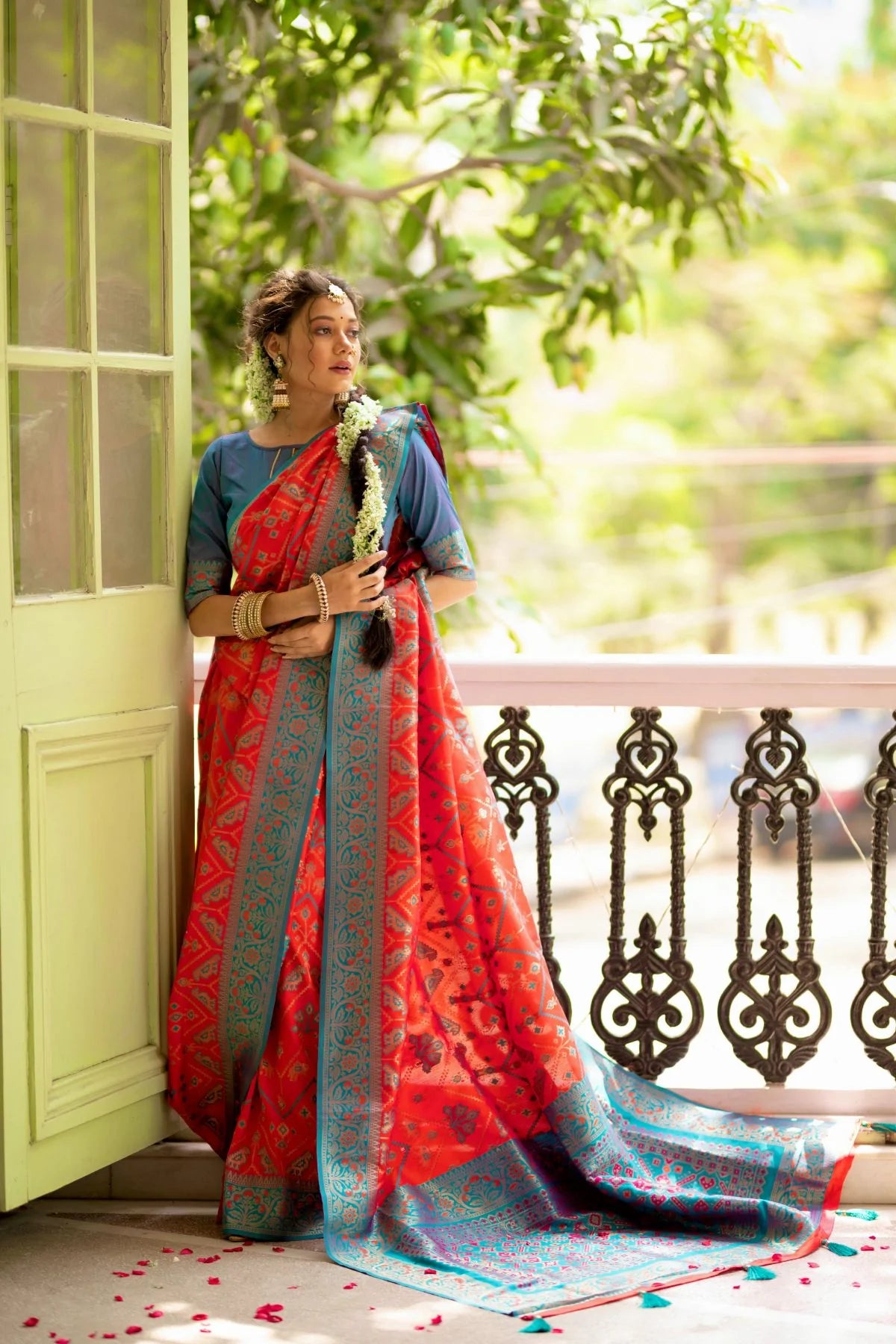 Buy MySilkLove Persian Red and Blue Zari Woven Patola Silk Saree Online