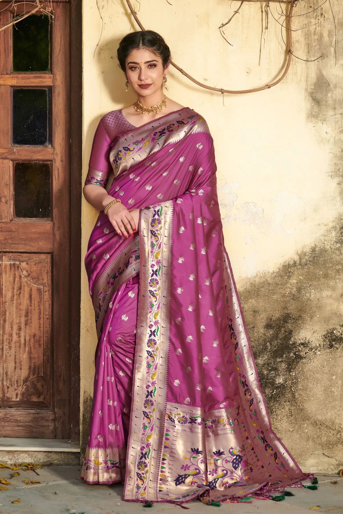MySilkLove Camelot Purple Banarasi Silk Paithani Saree
