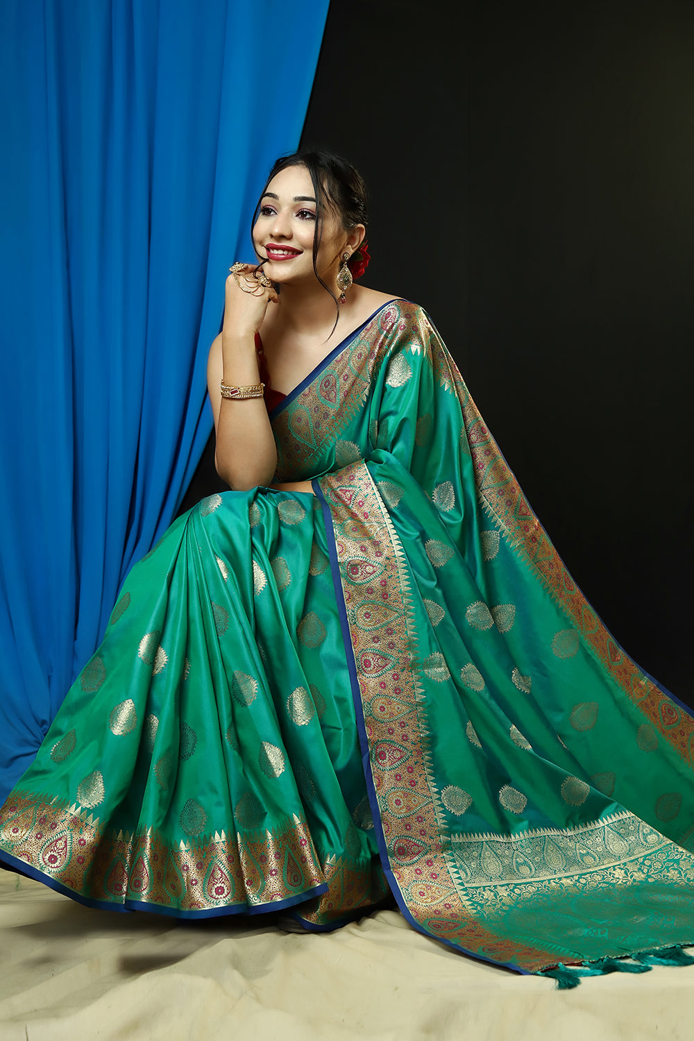 MySilkLove Green Haze Woven Banarasi Silk Saree