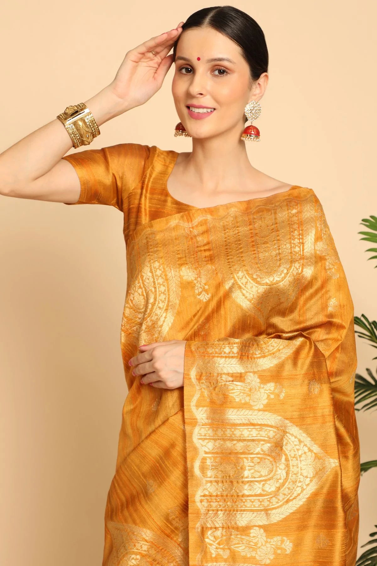 Buy MySilkLove Ronchi Yellow Tussar Woven Silk Saree Online