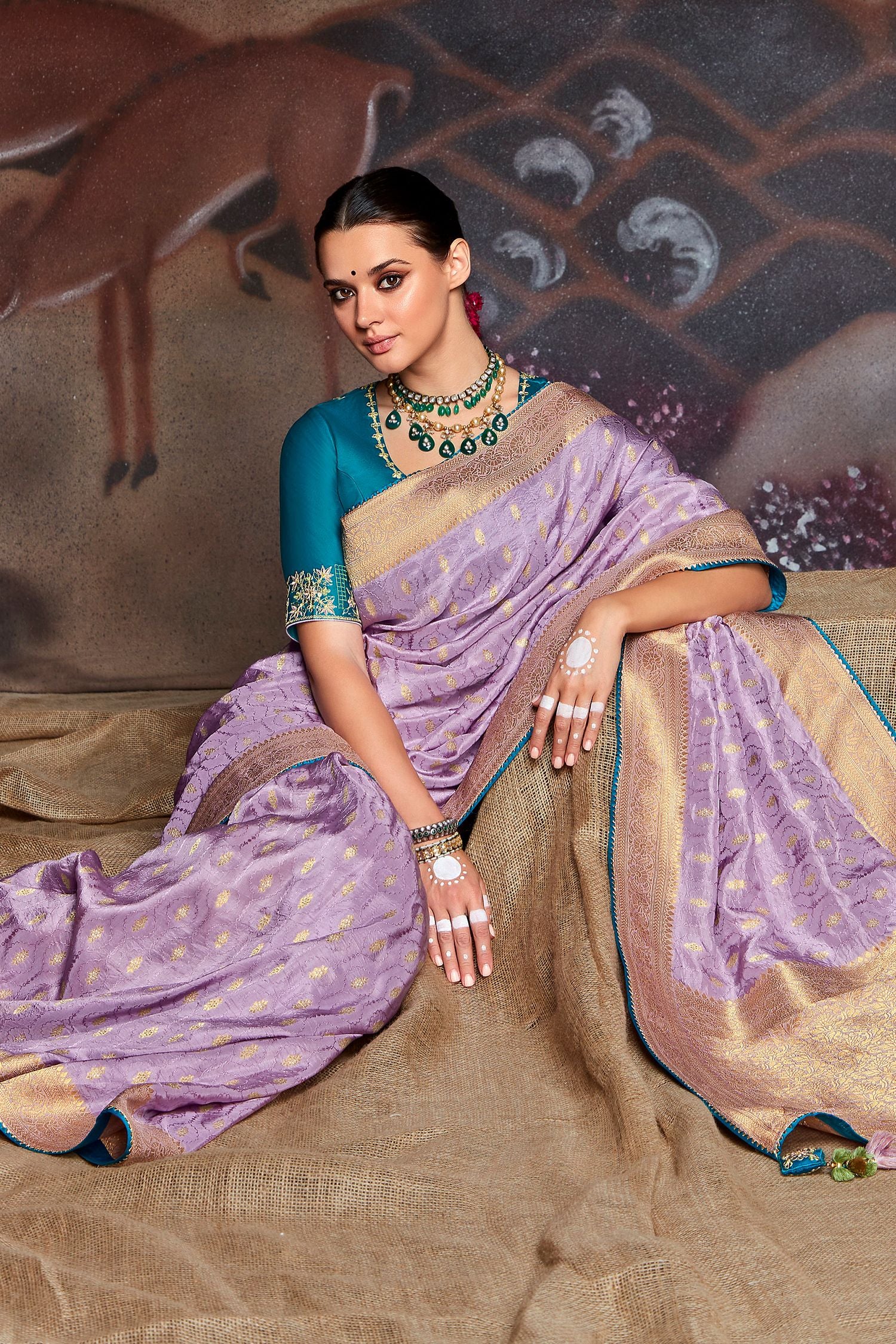 Buy MySilkLove Thistle Purple Woven Banarasi Art Silk Saree Online