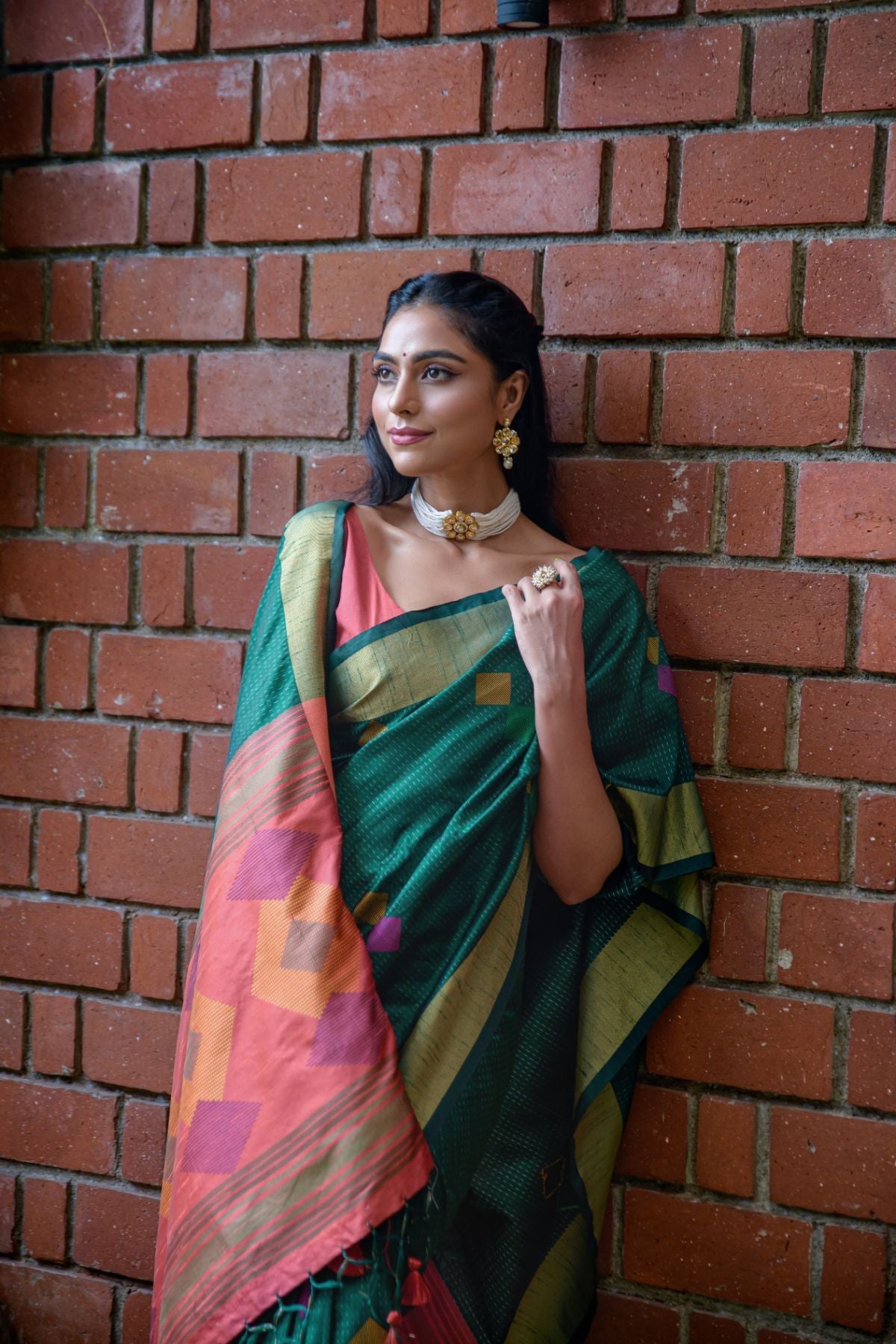 Buy MySilkLove Elm Green Banarasi Raw Silk Saree Online