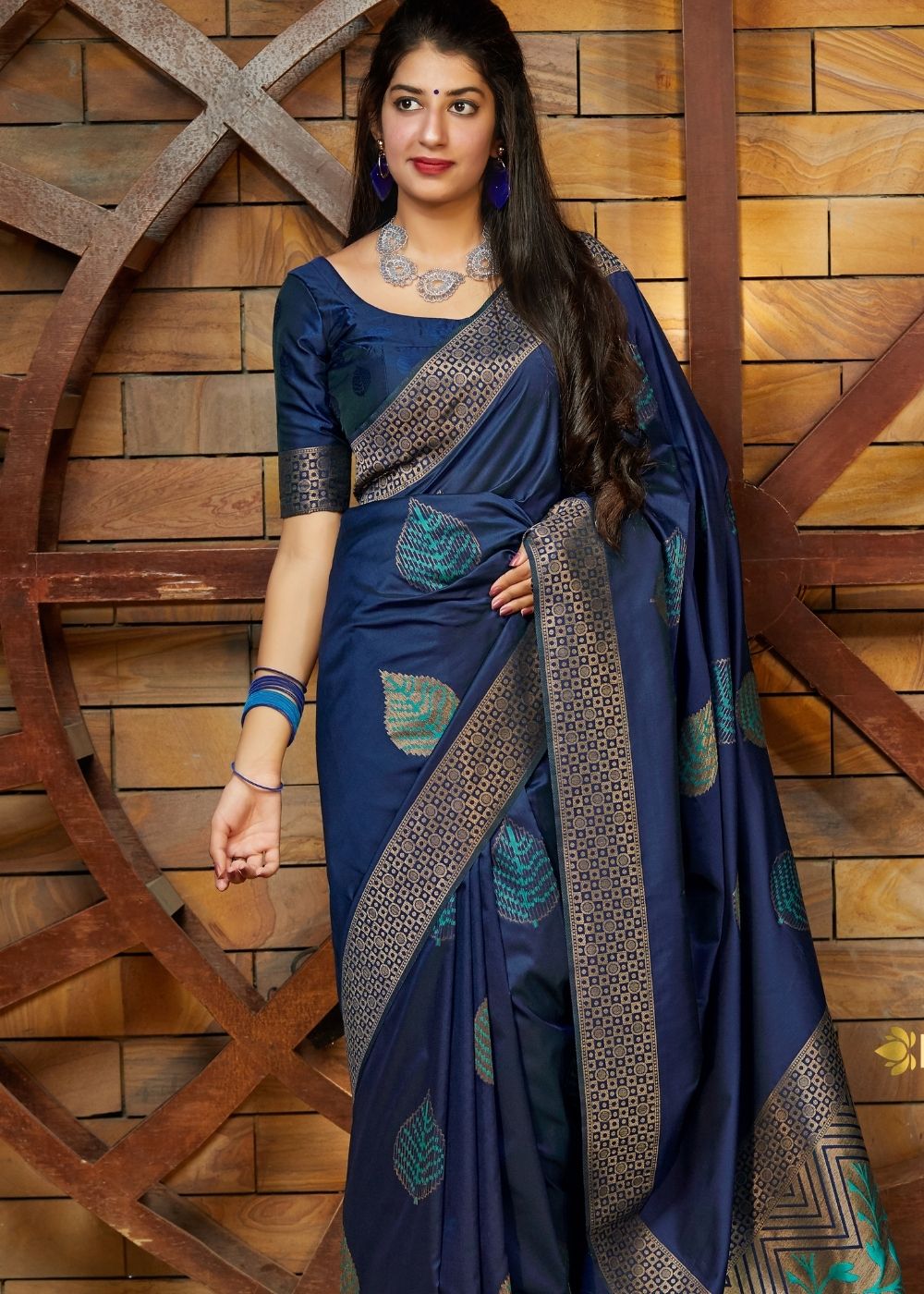 Buy MySilkLove Bright Blue Zari Woven Banarasi Saree Online