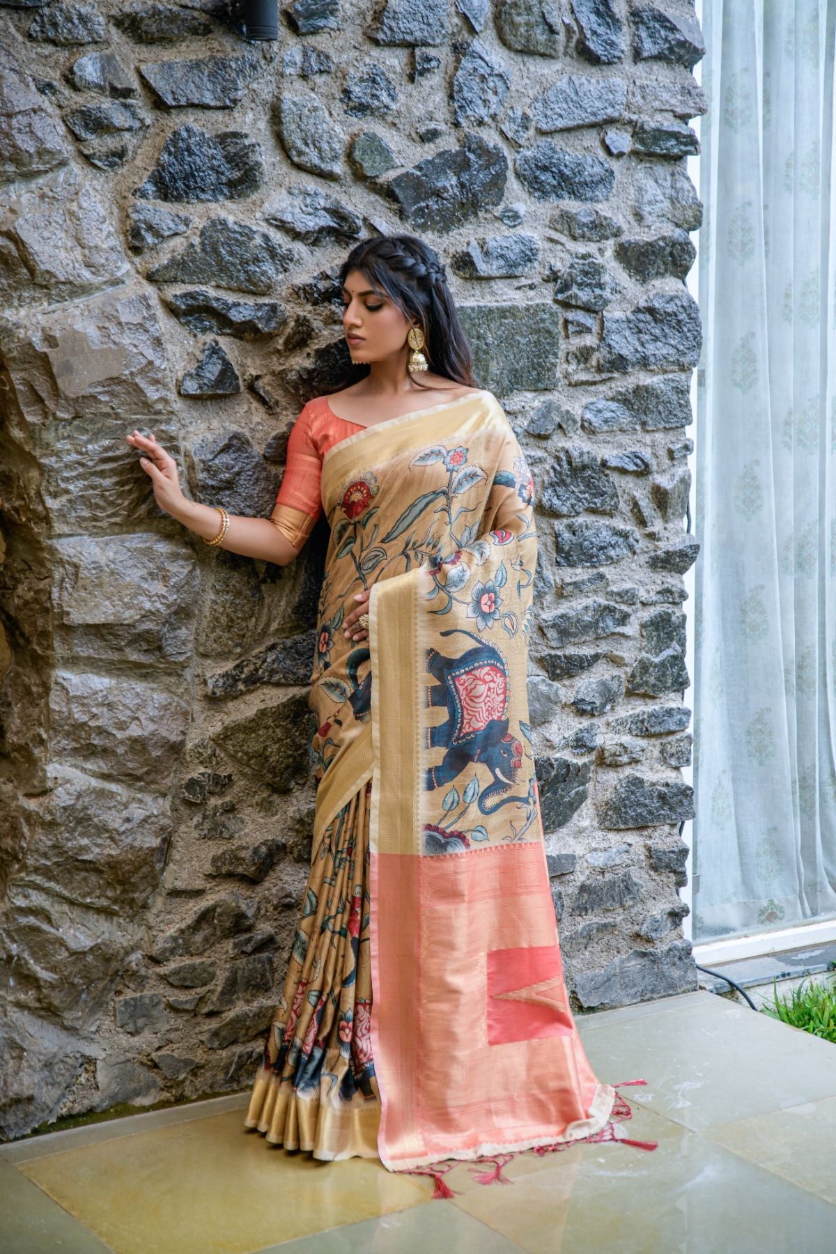 Buy MySilkLove Zombie Yellow Handloom Tussar Silk Saree Online