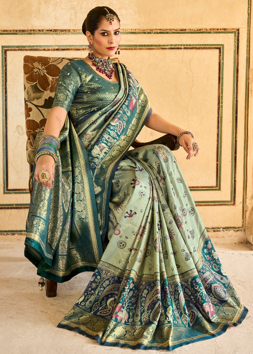 MySilkLove Swamp Green Designer Banarasi Saree