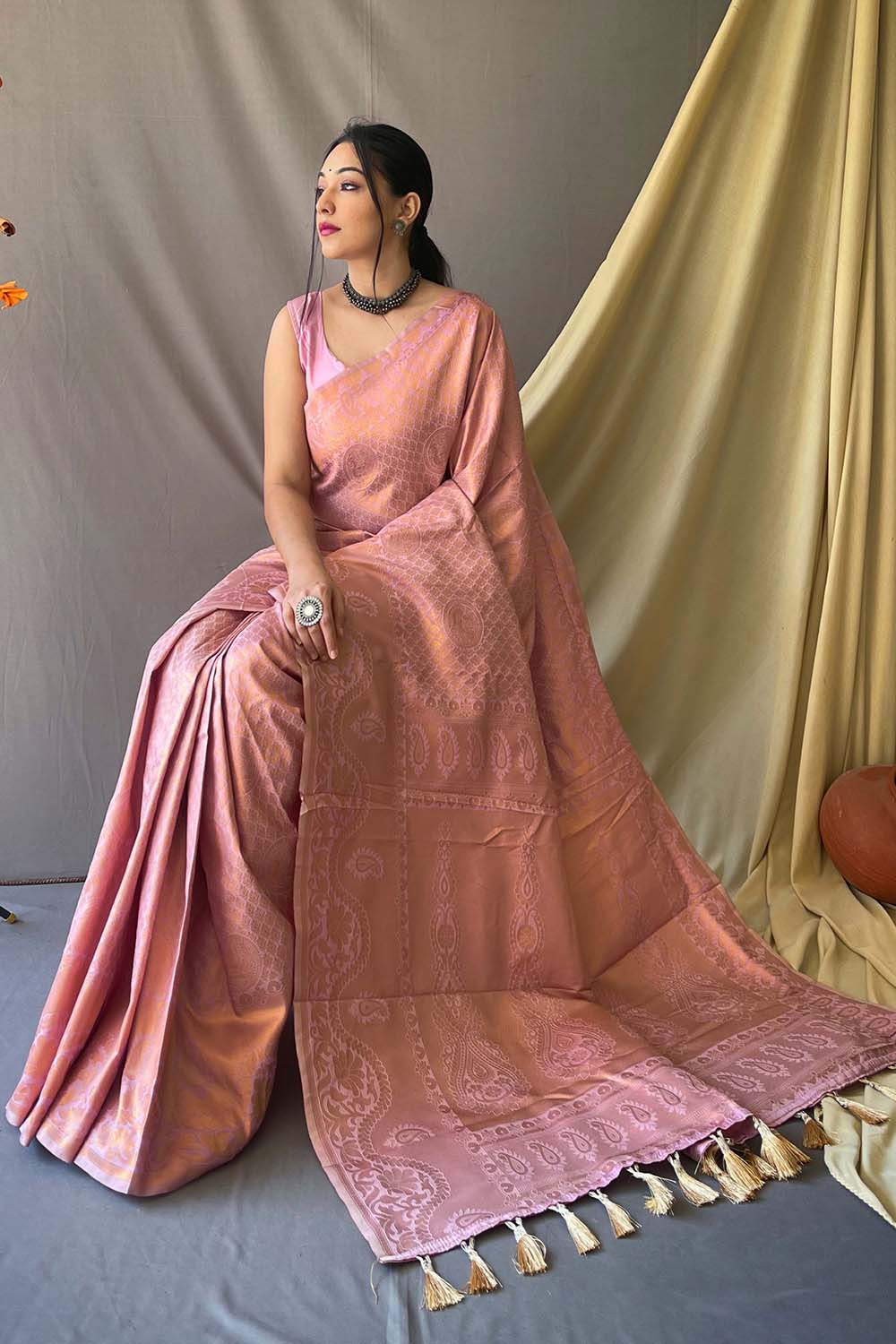 Buy MySilkLove Tonys Pink Woven Art Silk Saree Online