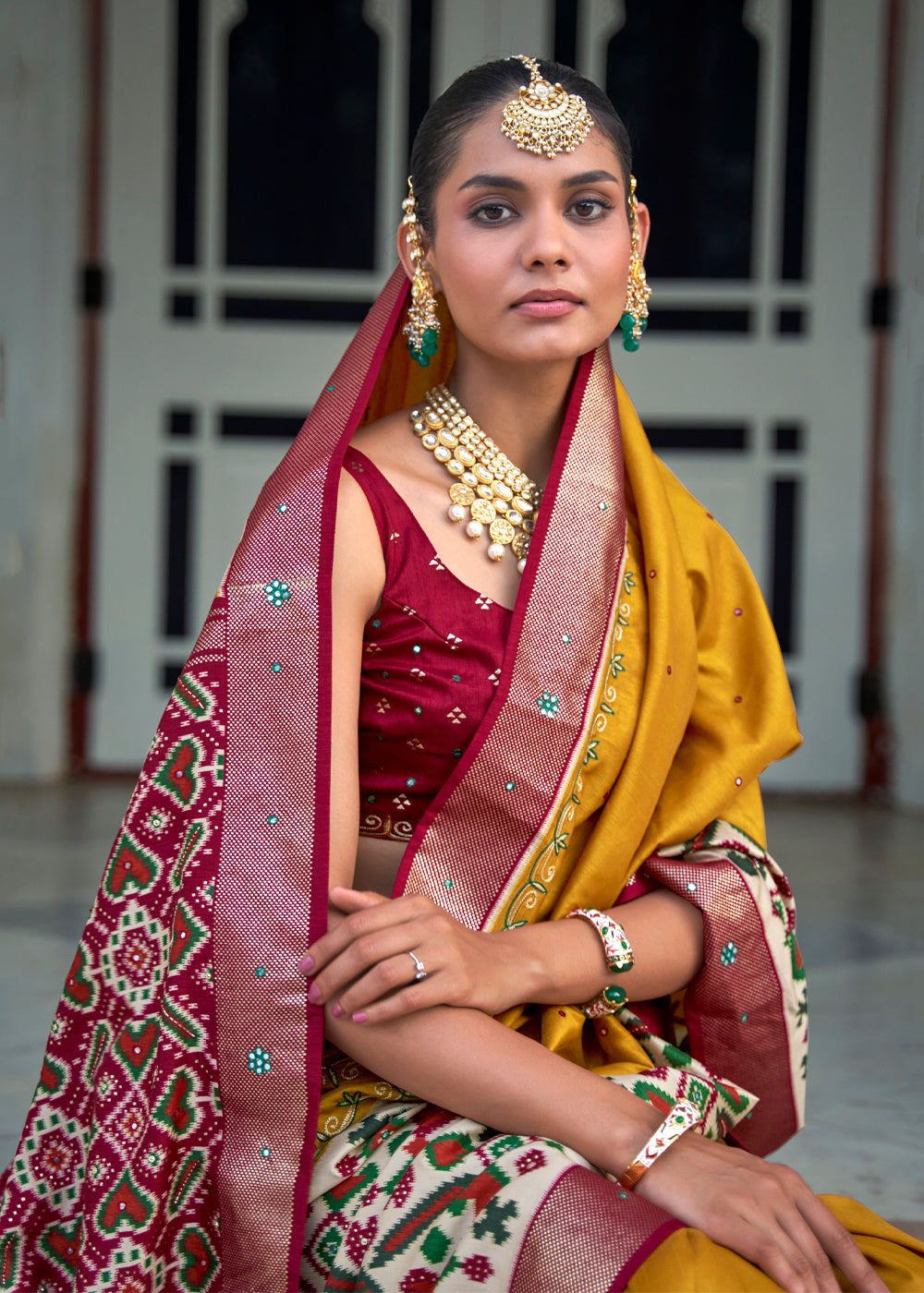 MySilkLove Zest Yellow and Red Woven Patola Silk Saree