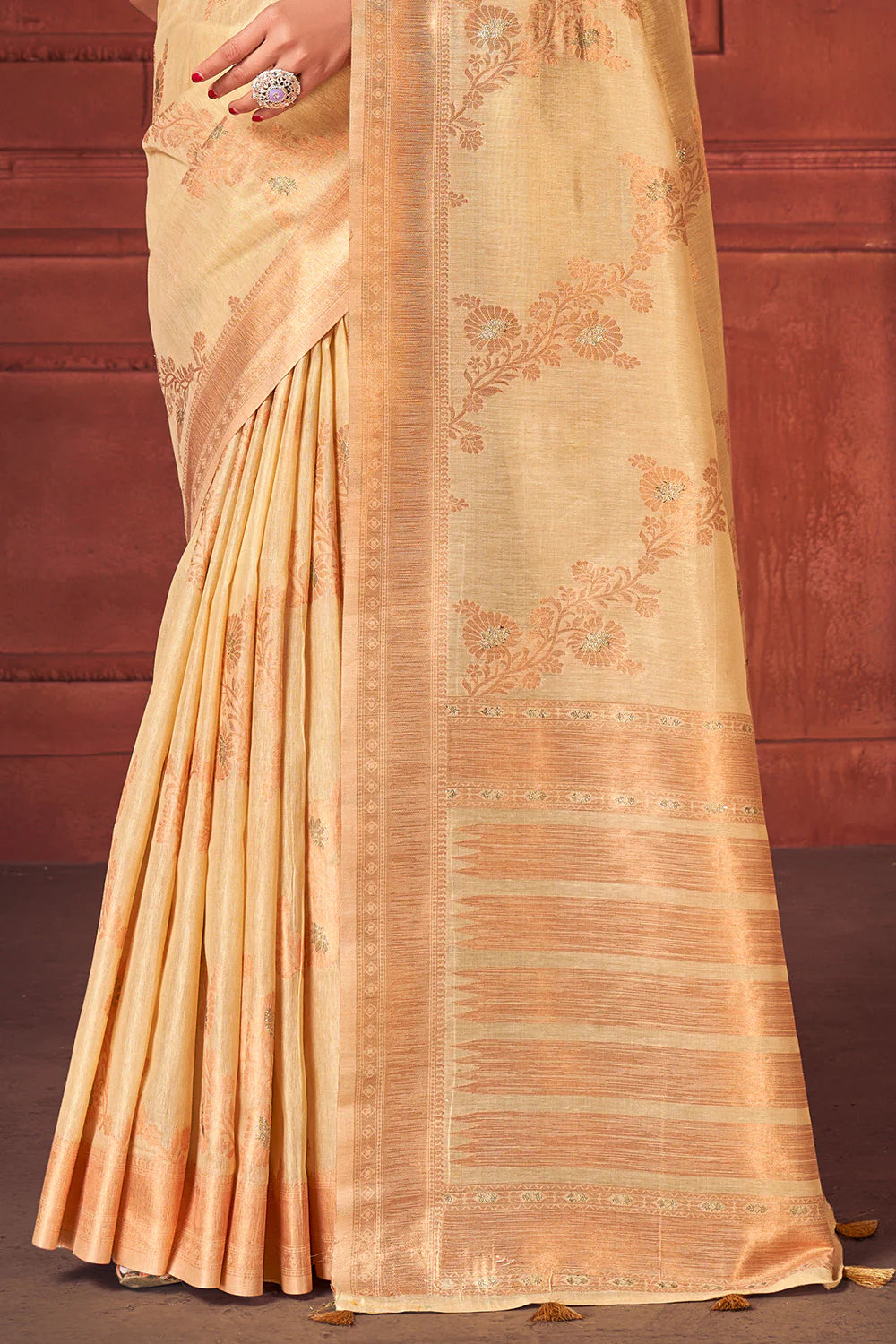 Buy MySilkLove Gold Sand Cotton Tissue Silk Saree Online