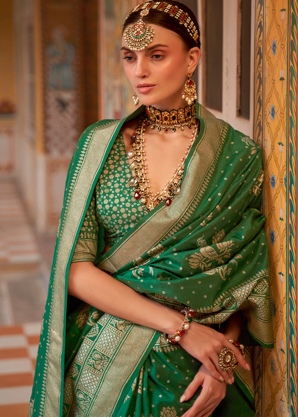 Buy MySilkLove San Felix Green Zari Woven Banarasi Saree Online