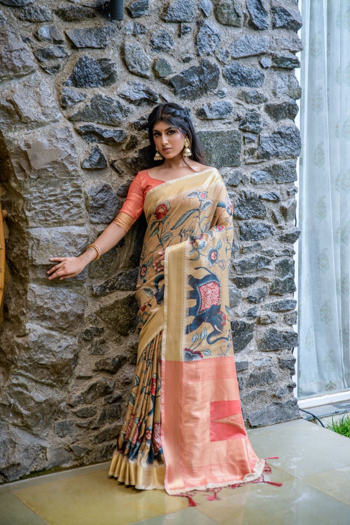 Buy MySilkLove Zombie Yellow Handloom Tussar Silk Saree Online