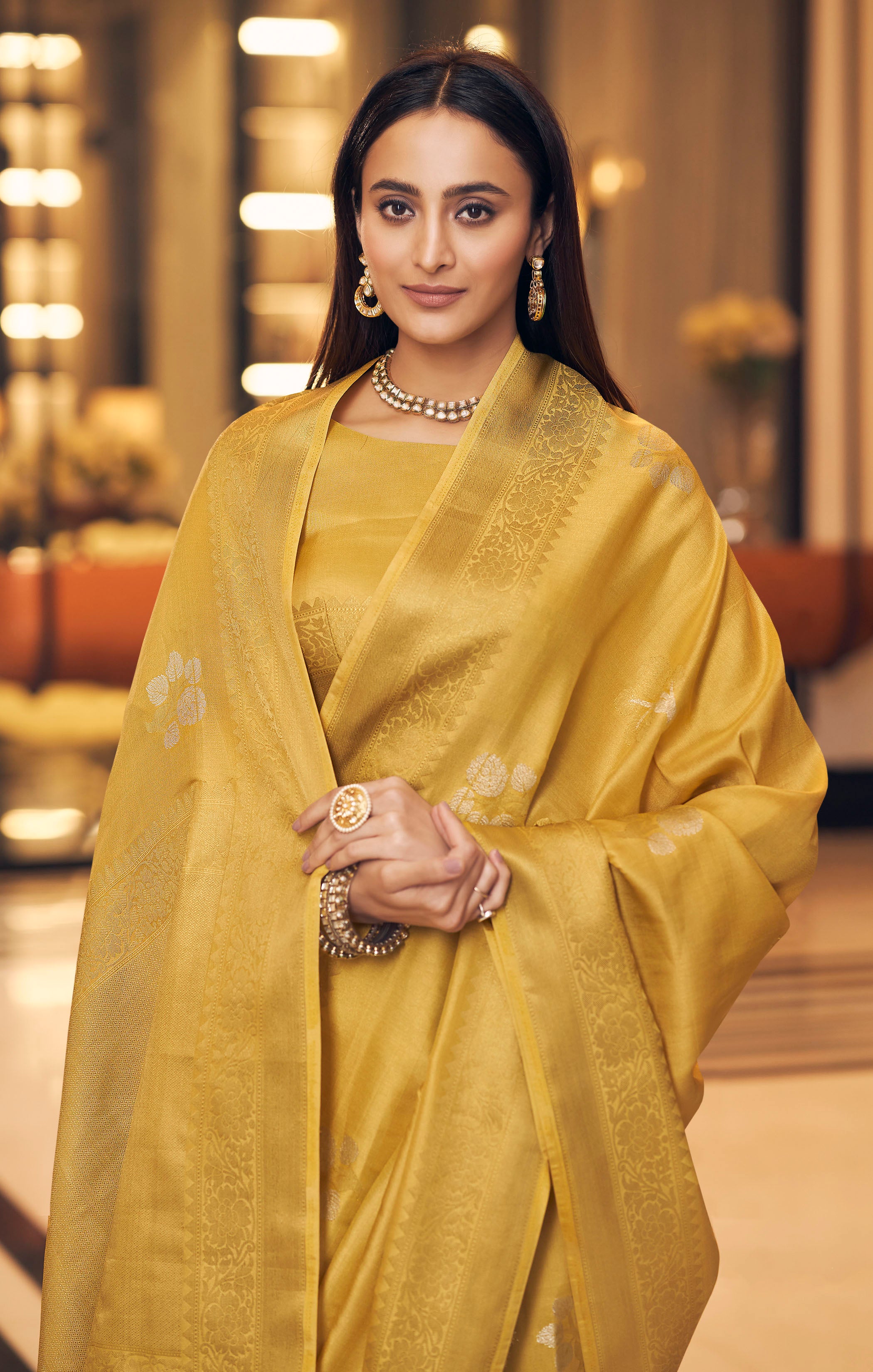 MySilkLove Ronchi Yellow Zari Woven Tissue Banarasi Saree