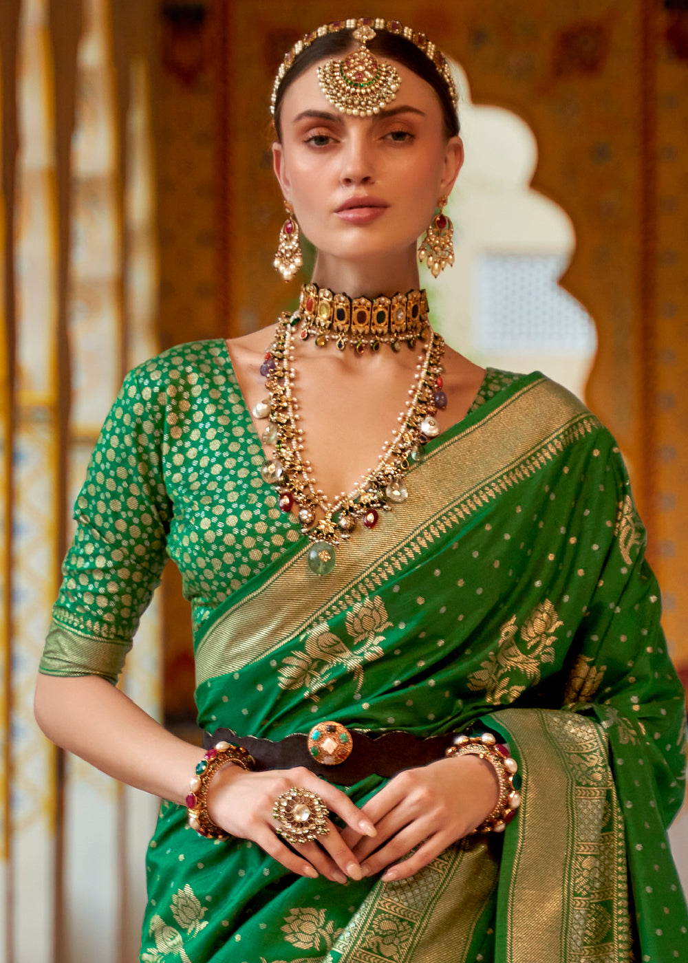 Buy MySilkLove San Felix Green Zari Woven Banarasi Saree Online