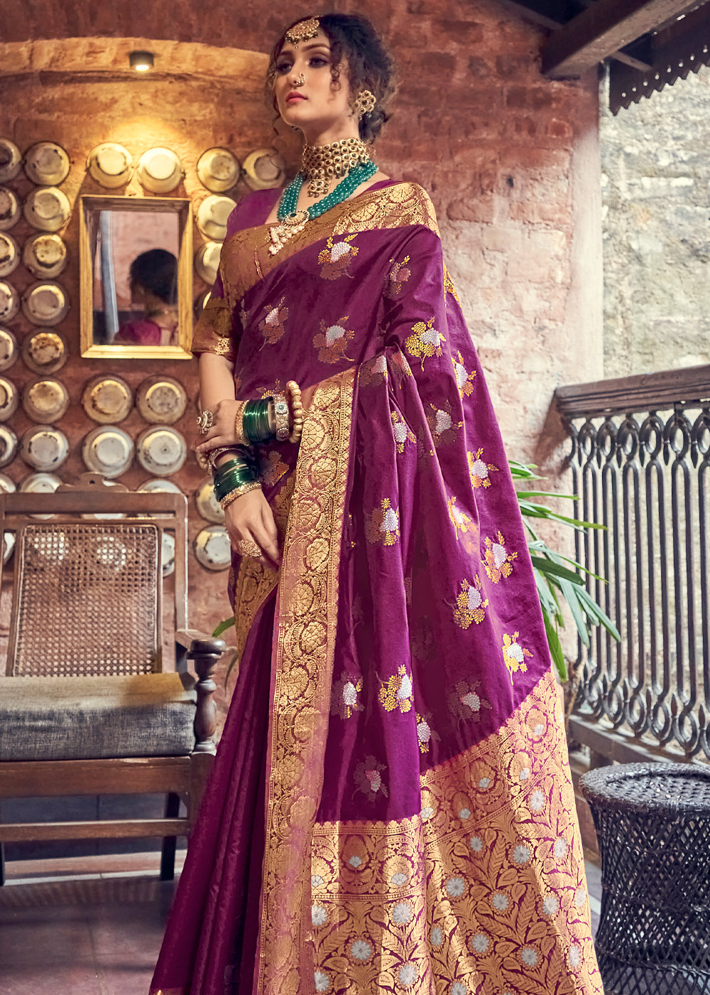 Buy MySilkLove Camelot Purple Zari Woven Banarasi Brocade Saree Online