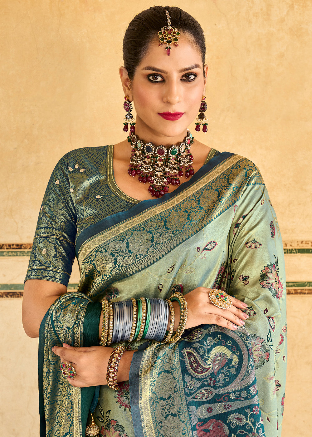 Buy MySilkLove Swamp Green Designer Banarasi Saree Online