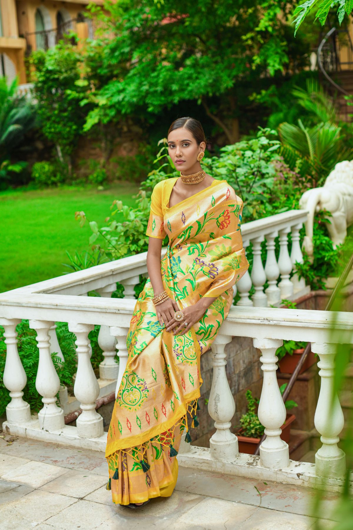 Buy MySilkLove Chenin Yellow Woven Banarasi Paithani Saree Online