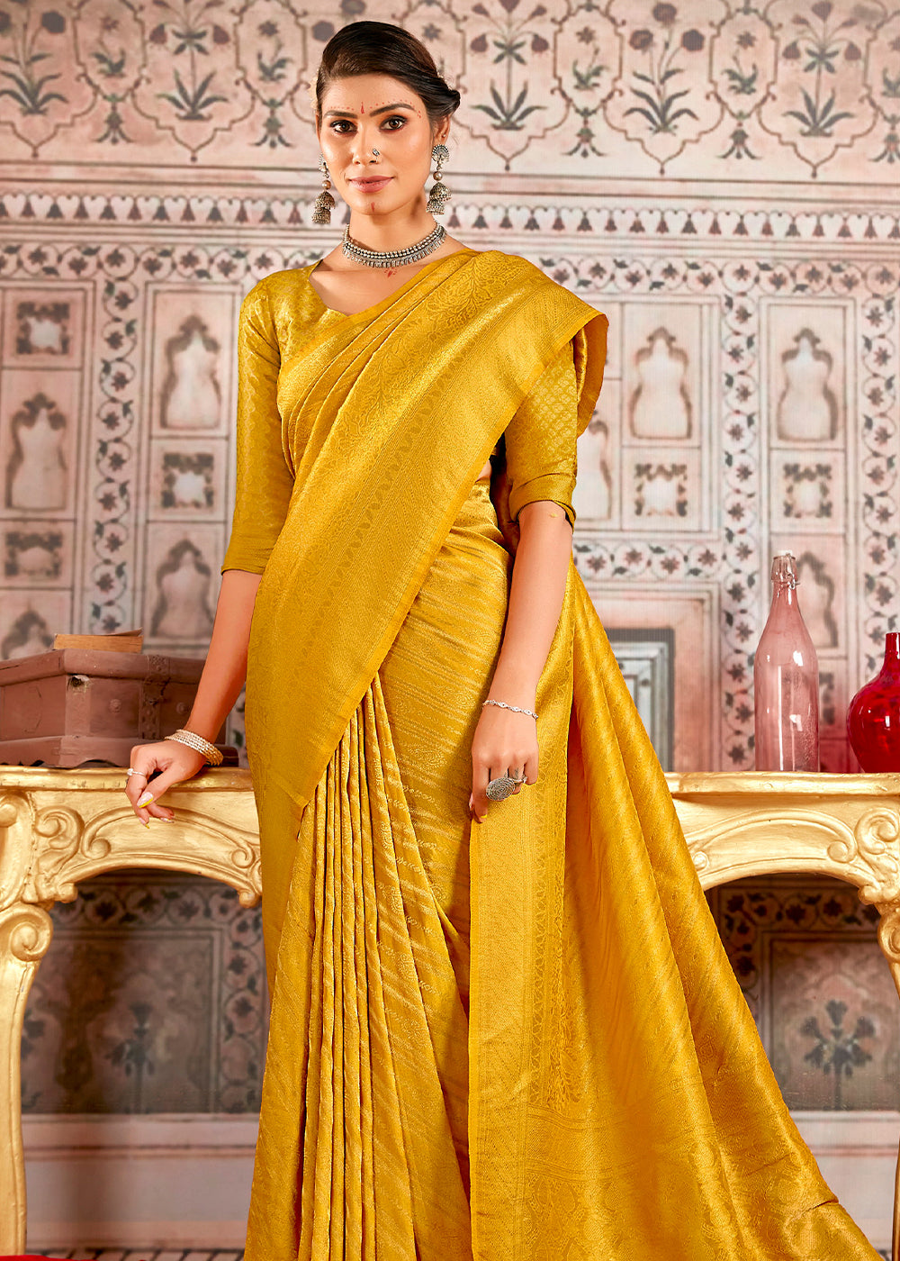 Buy MySilkLove Saffron Yellow South Silk Saree Online