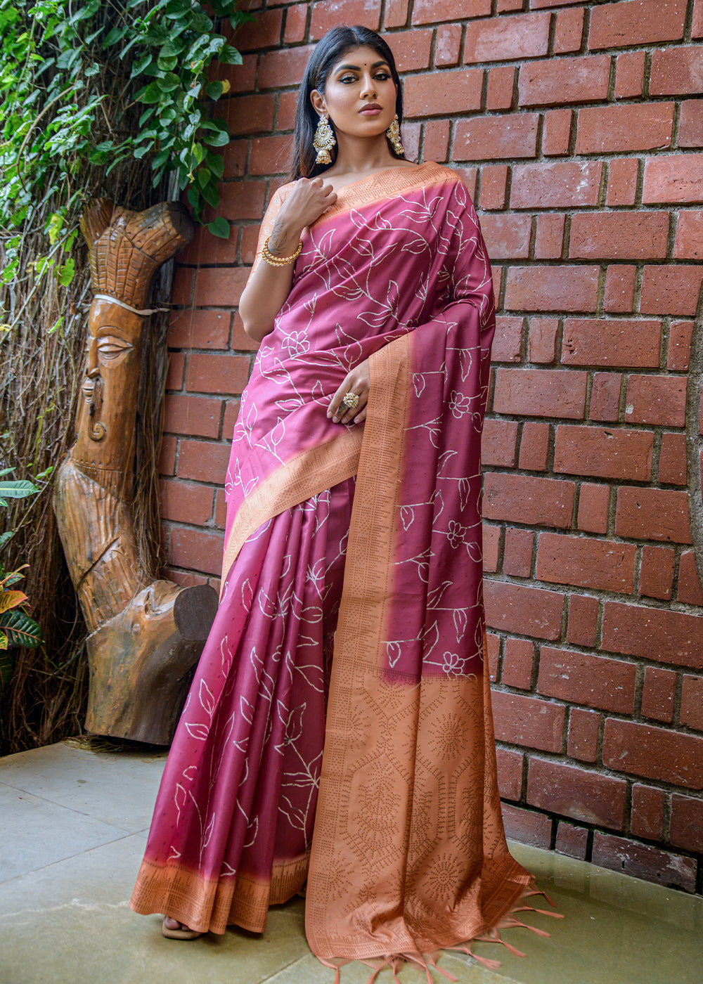 Buy MySilkLove Tapestry Purple Printed Cotton Silk Saree Online