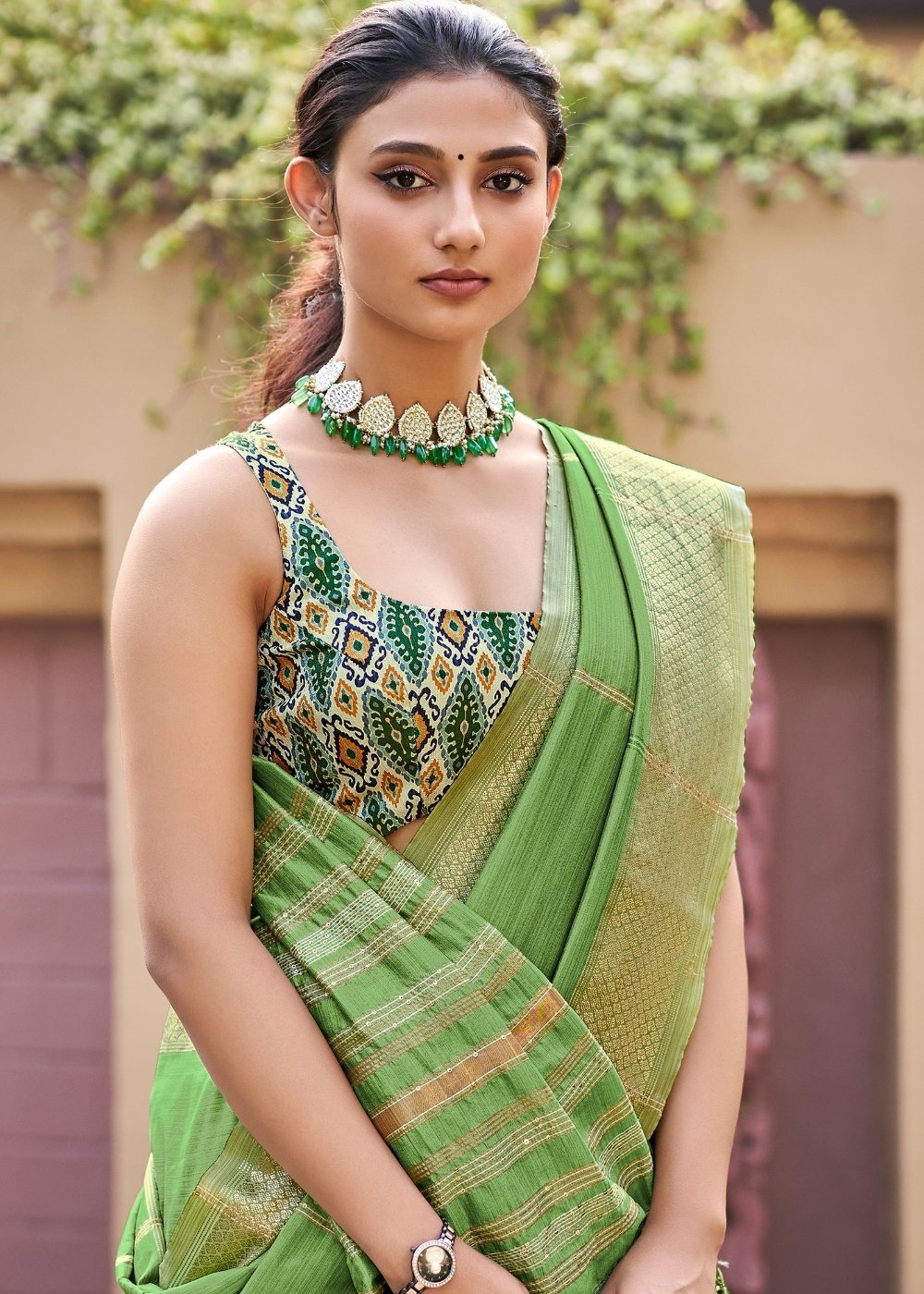 MySilkLove Asparagus Green Zari Woven South Silk Saree