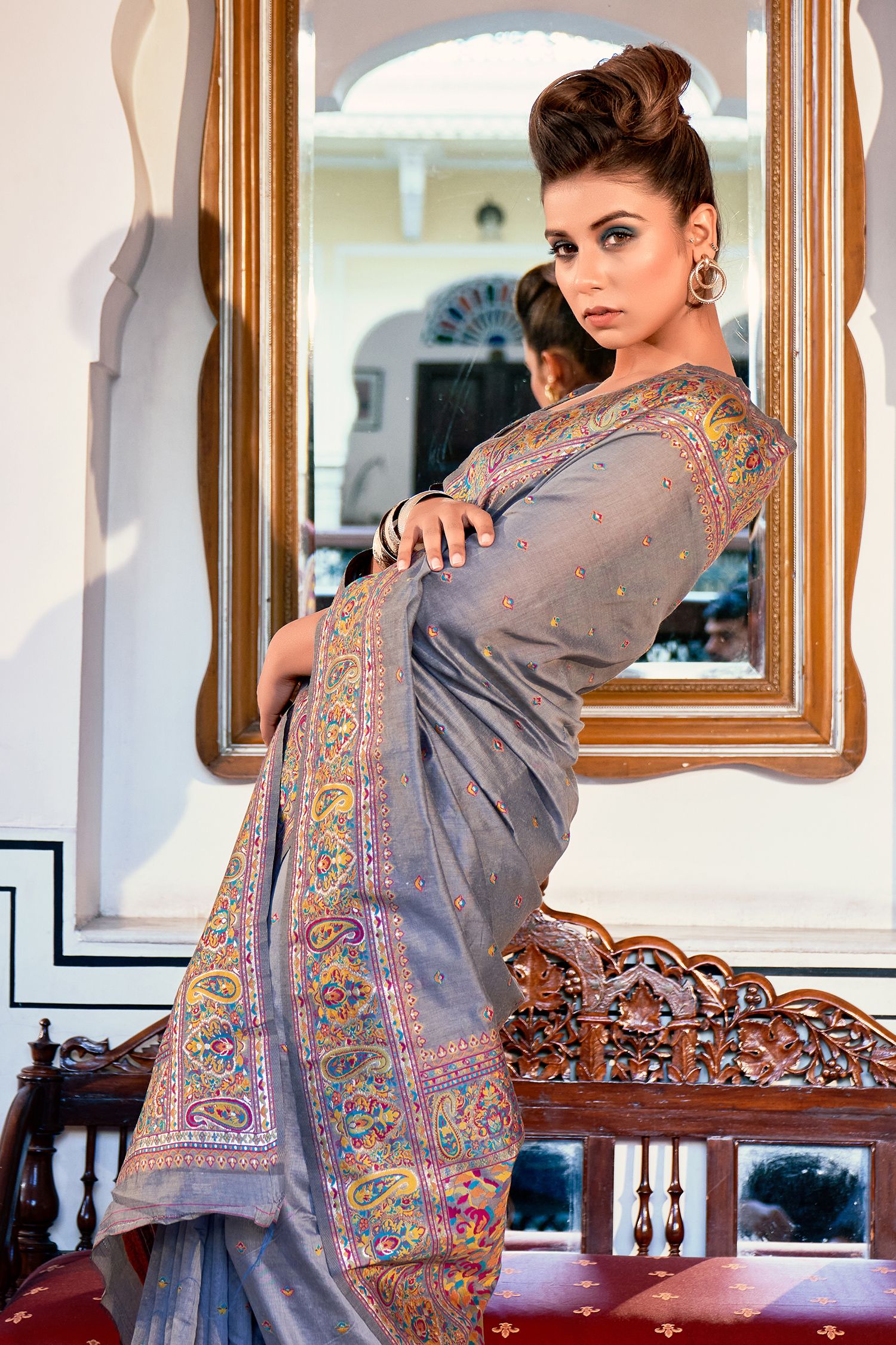 Buy MySilkLove Sandstone Grey Zari Woven Banarasi Silk Saree Online