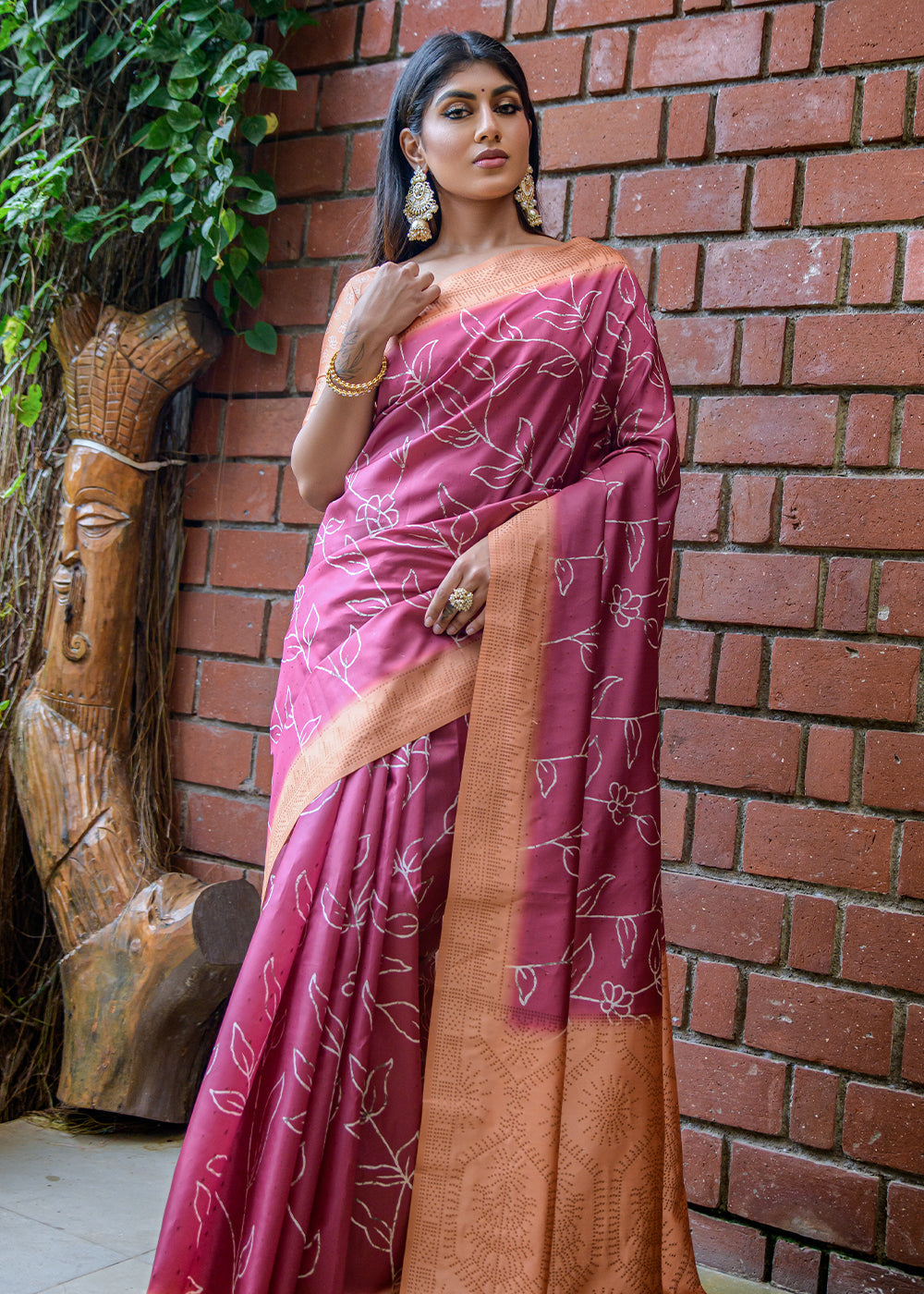 Buy MySilkLove Tapestry Purple Printed Cotton Silk Saree Online