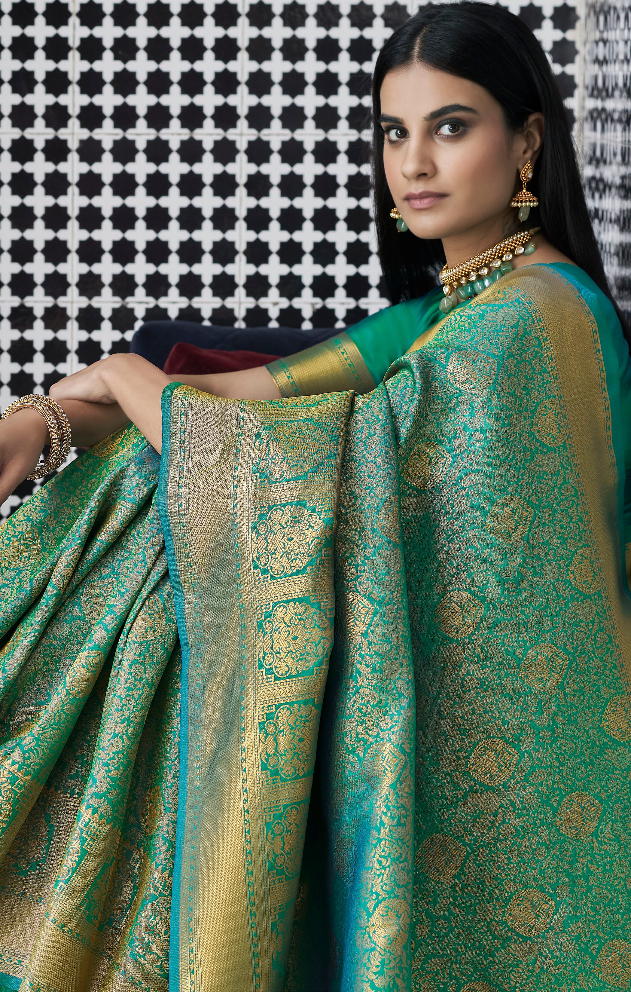 Buy MySilkLove Winter Green Zari Woven Banarasi Saree Online