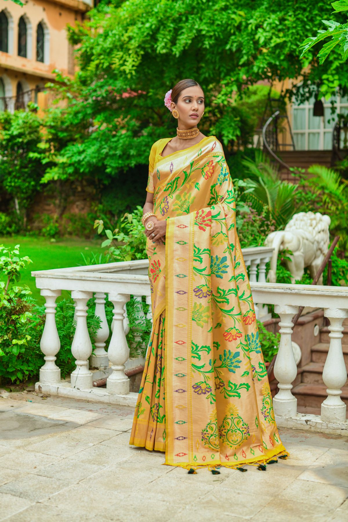 Buy MySilkLove Chenin Yellow Woven Banarasi Paithani Saree Online