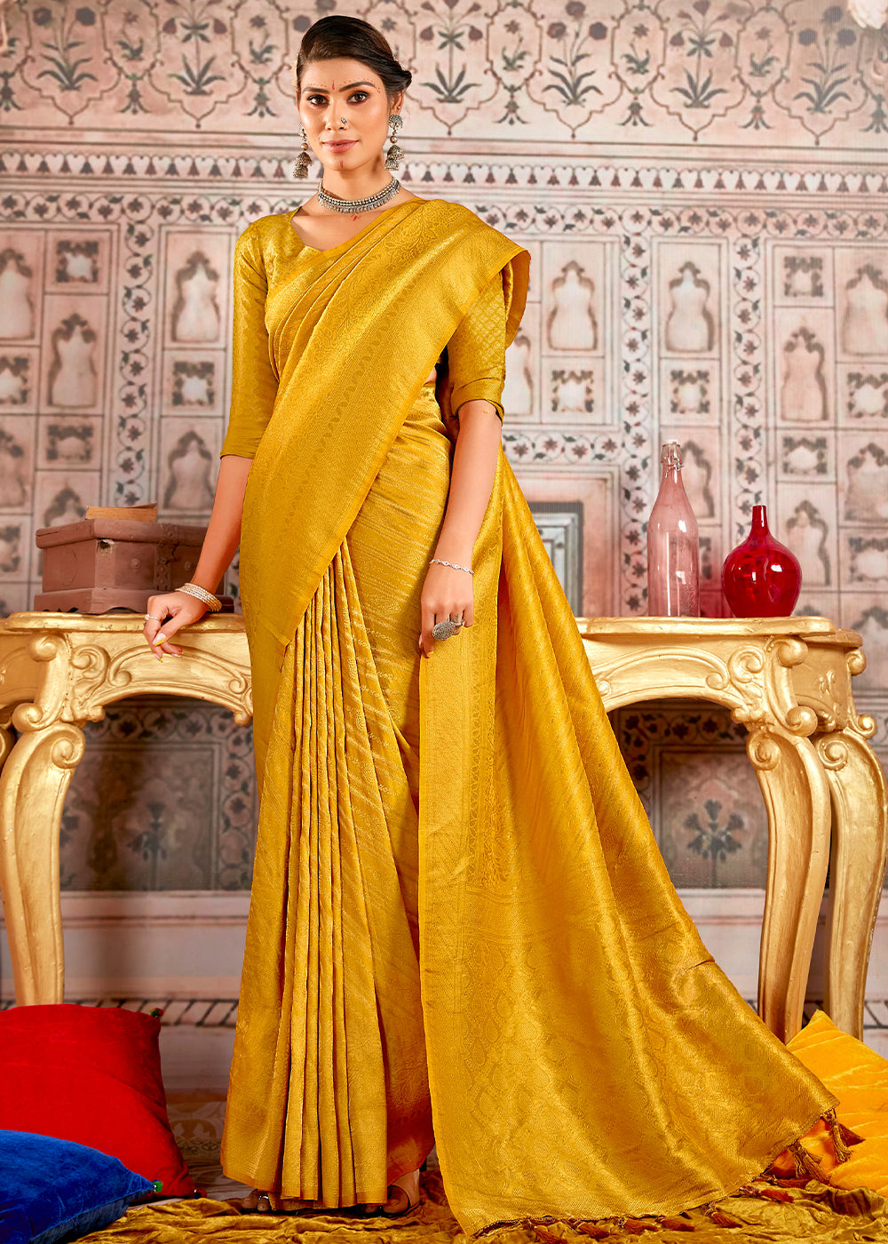 Buy MySilkLove Saffron Yellow South Silk Saree Online