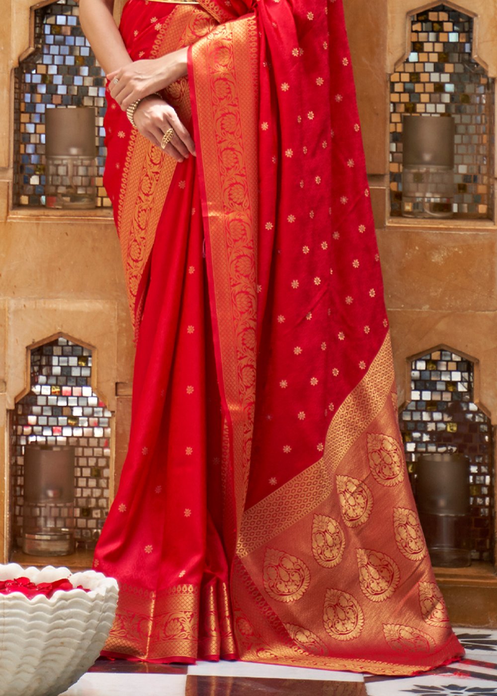 Buy MySilkLove Thunderbird Red Zari Woven Kanjivaram Saree Online