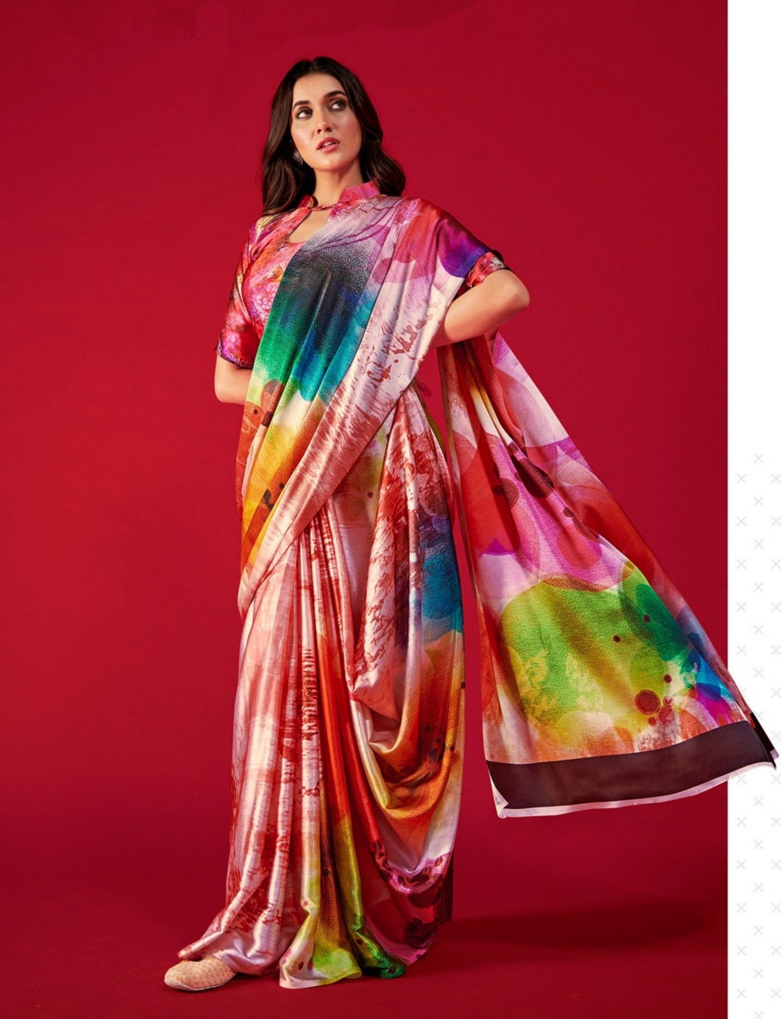 Buy MySilkLove Petite Orchid Pink Multicolored Satin Silk Saree Online