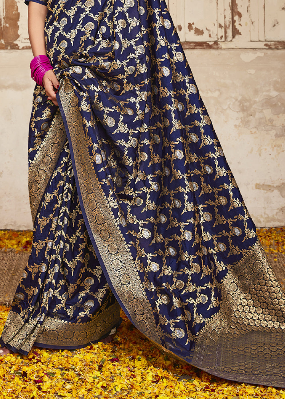 Buy MySilkLove Martinique Blue Zari Woven Banarasi Saree Online