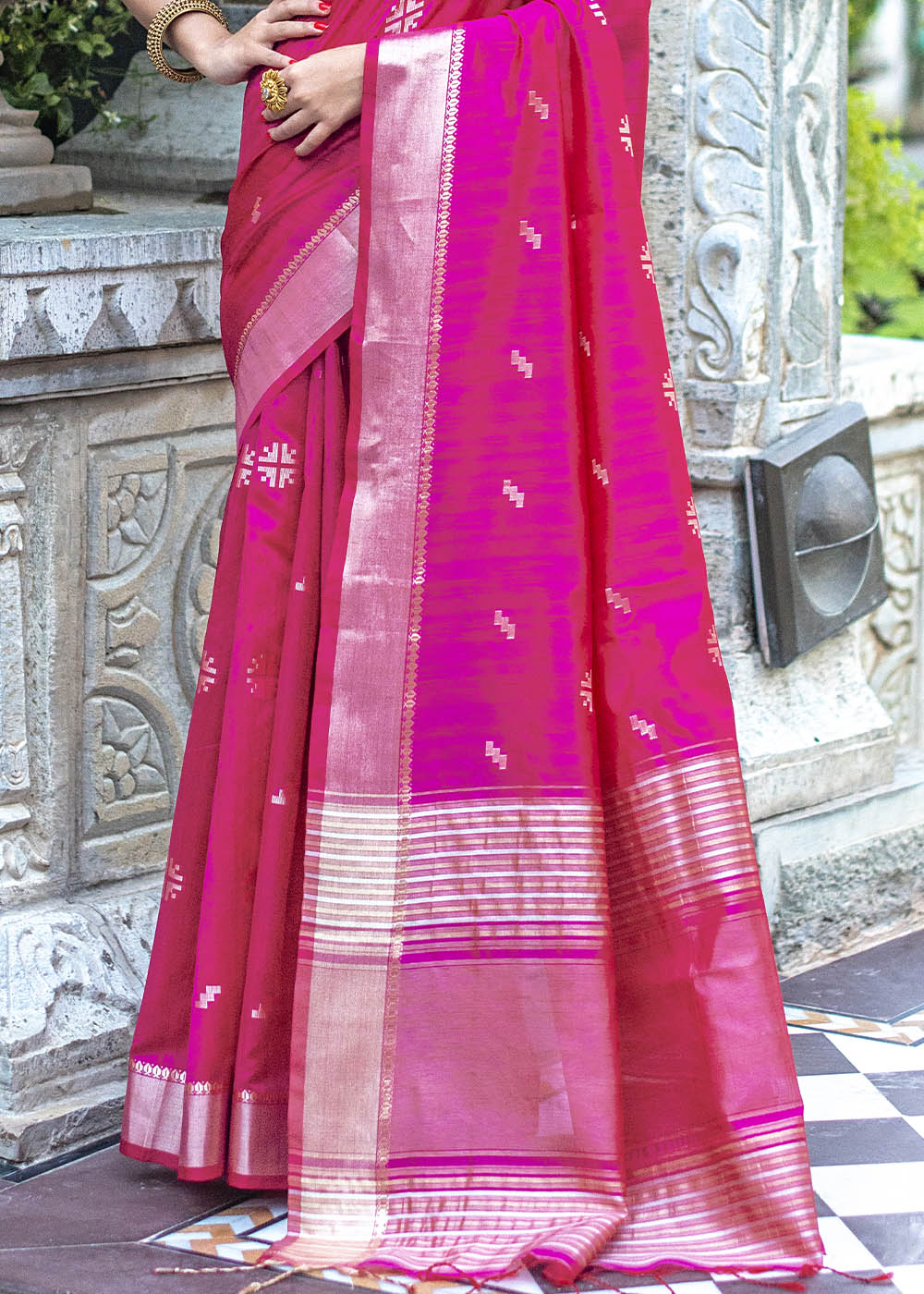 Buy MySilkLove Violet Pink Zari Woven Tussar Silk Saree Online