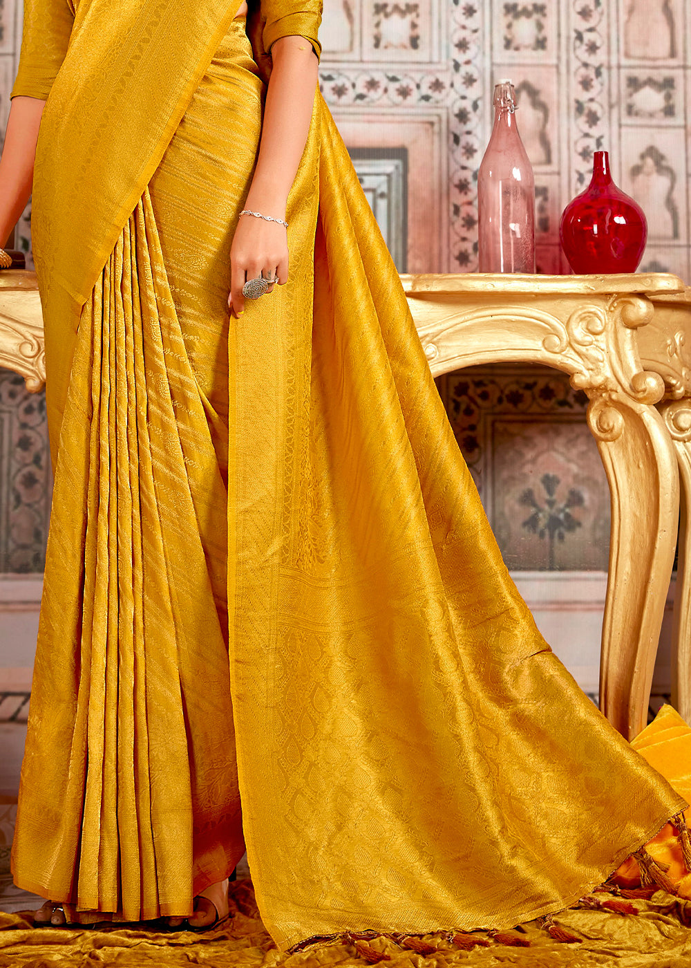 Buy MySilkLove Saffron Yellow South Silk Saree Online