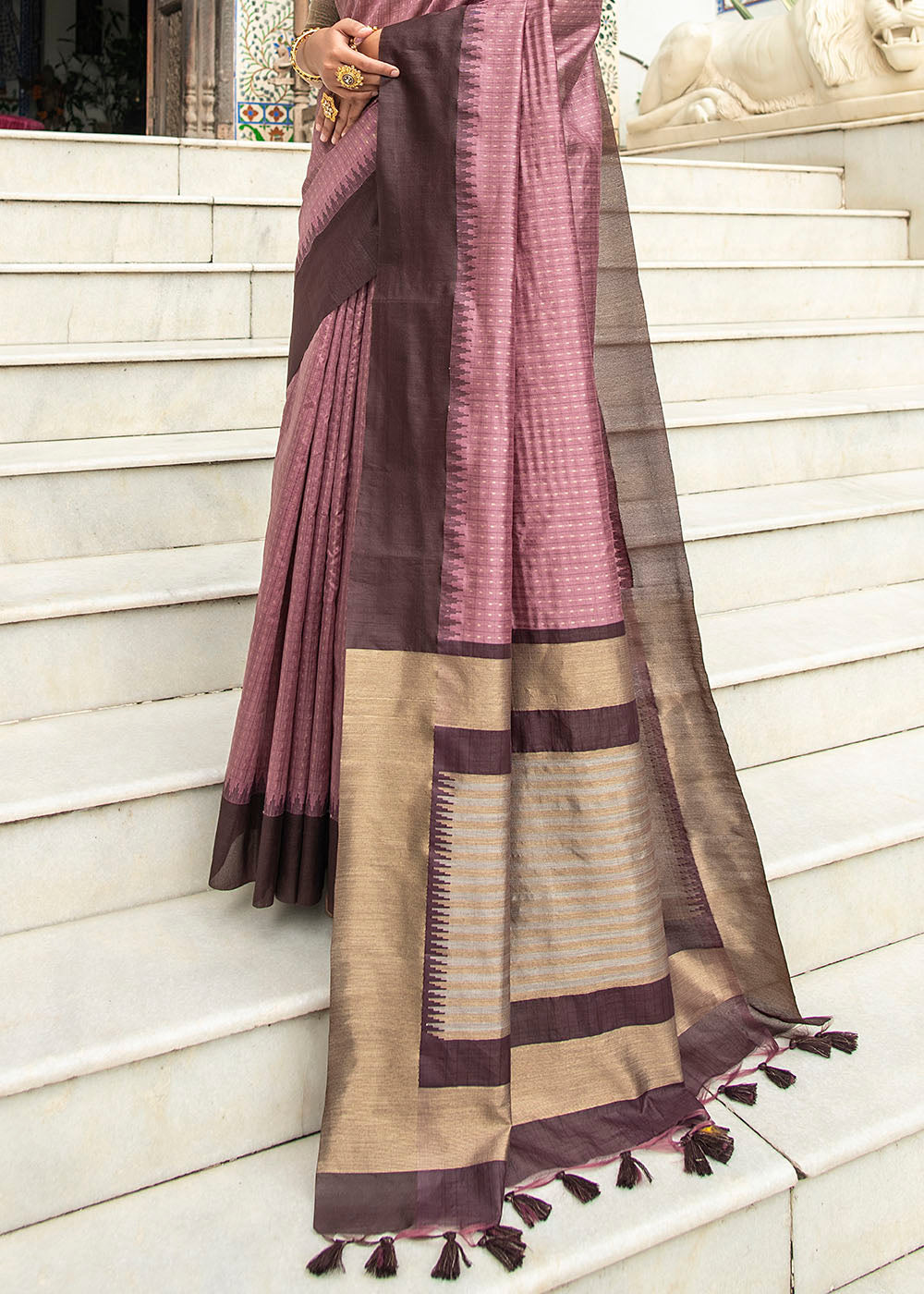 Buy MySilkLove Shilo Purple Zari Woven South Silk Saree Online