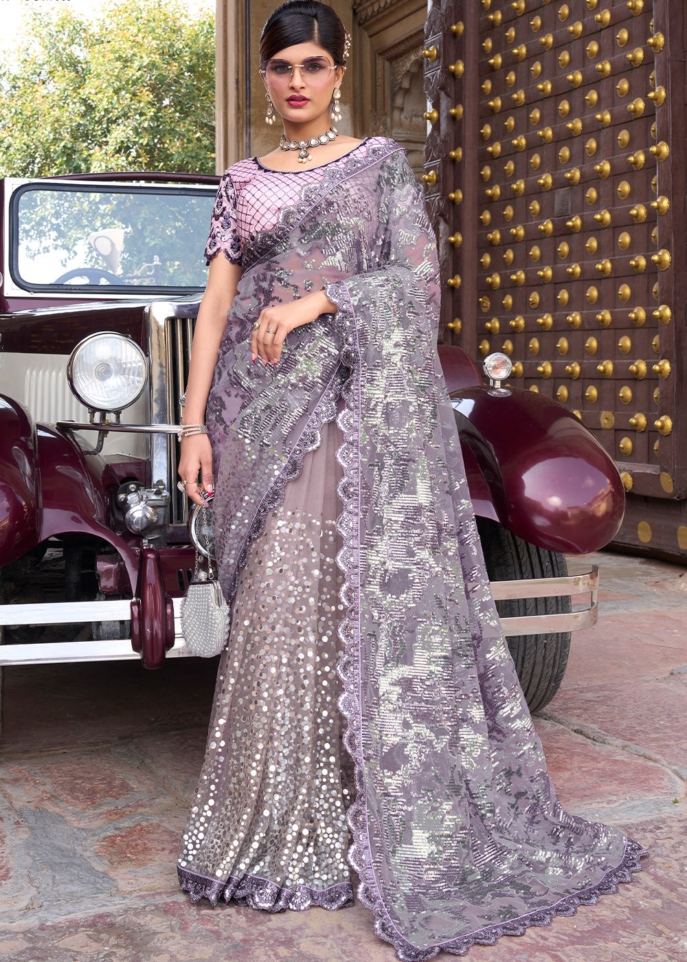 Buy MySilkLove Mist Light Purple Designer Silk Saree Online